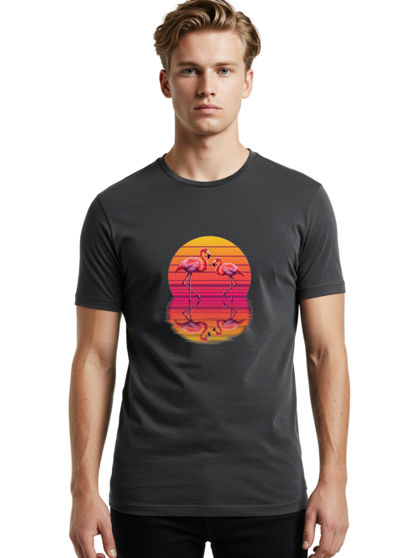 Flamingos-1 Men'S Graphic Tee, 100% Cotton, Comfortable Casual Summer Wear, Machine Washable, Vintage Camera, Old Camera, Antique Camera, Black Camera, Classic Photography, Photography Equipment, Nostalgic Device, Film Camera, Camera Art Bai852
