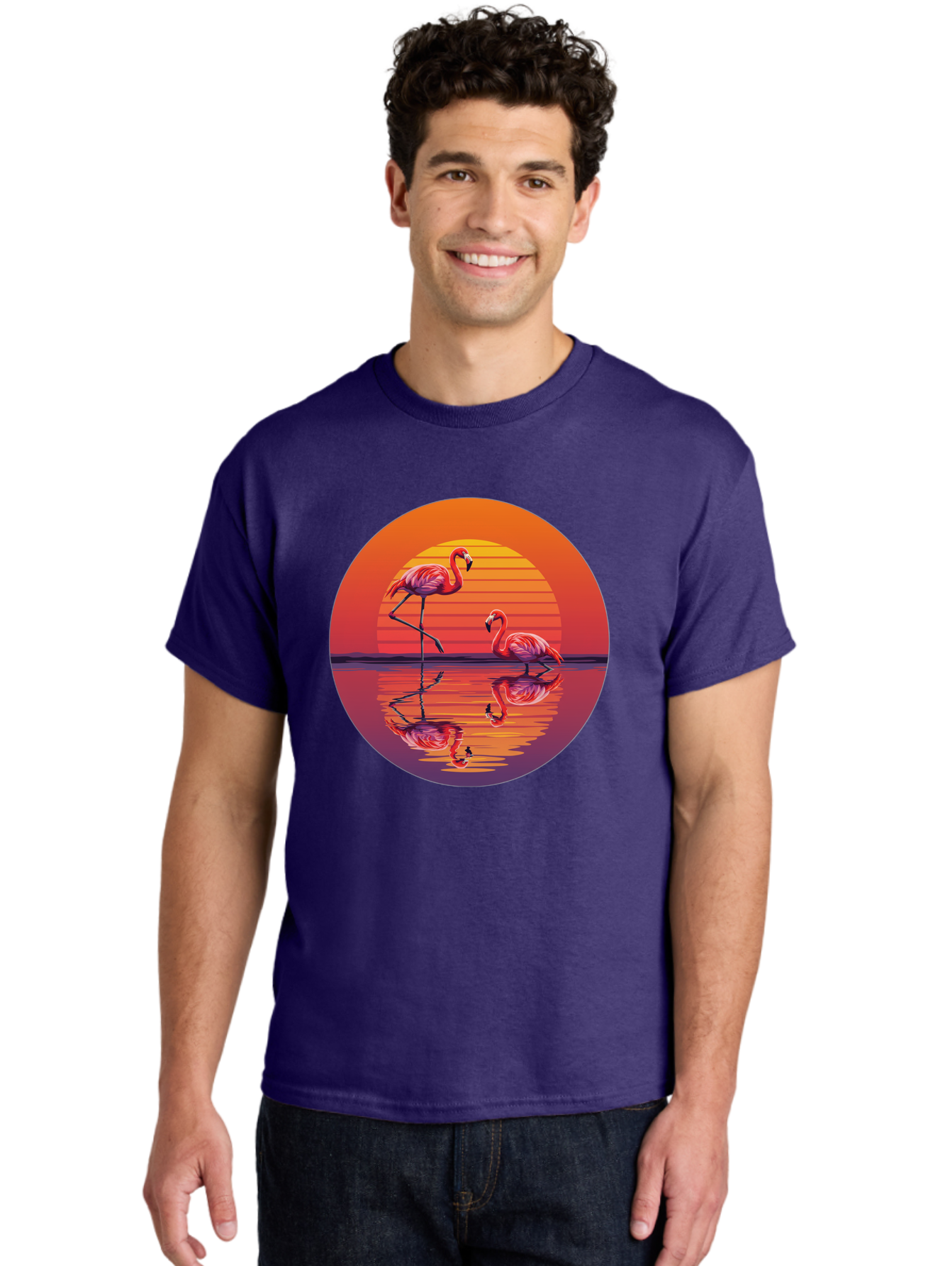 Flamingos-At-Sunset-1 Men'S Graphic Tee, 100% Cotton, Comfortable Casual Summer Wear, Machine Washable, Vintage Camera, Old Camera, Antique Camera, Black Camera, Classic Photography, Photography Equipment, Nostalgic Device, Film Camera, Bai856