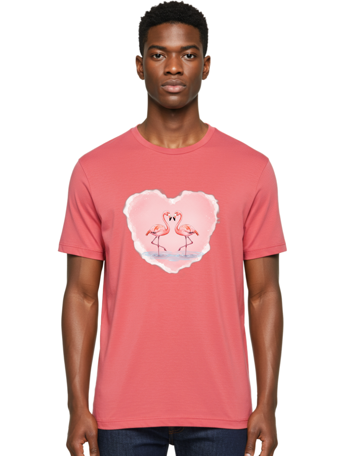 Flamingos-Forming-Heart Men'S Graphic Tee, 100% Cotton, Comfortable Casual Summer Wear, Machine Washable, Vintage Camera, Old Camera, Antique Camera, Black Camera, Classic Photography, Photography Equipment, Nostalgic Device, Film Camera, Bai858