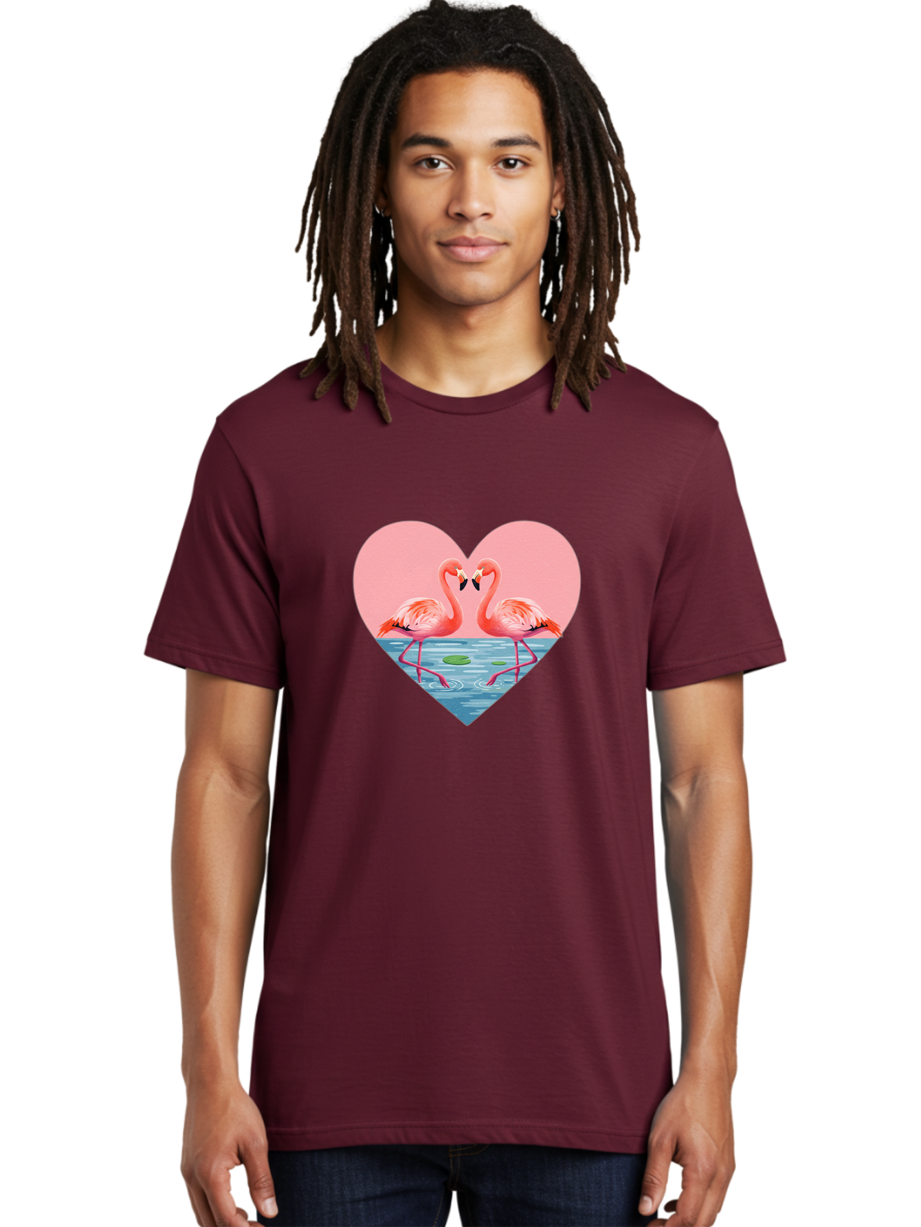 Flamingos-Heart-1 Men'S Graphic Tee, 100% Cotton, Comfortable Casual Summer Wear, Machine Washable, Vintage Camera, Old Camera, Antique Camera, Black Camera, Classic Photography, Photography Equipment, Nostalgic Device, Film Camera, Camera Art Bai859