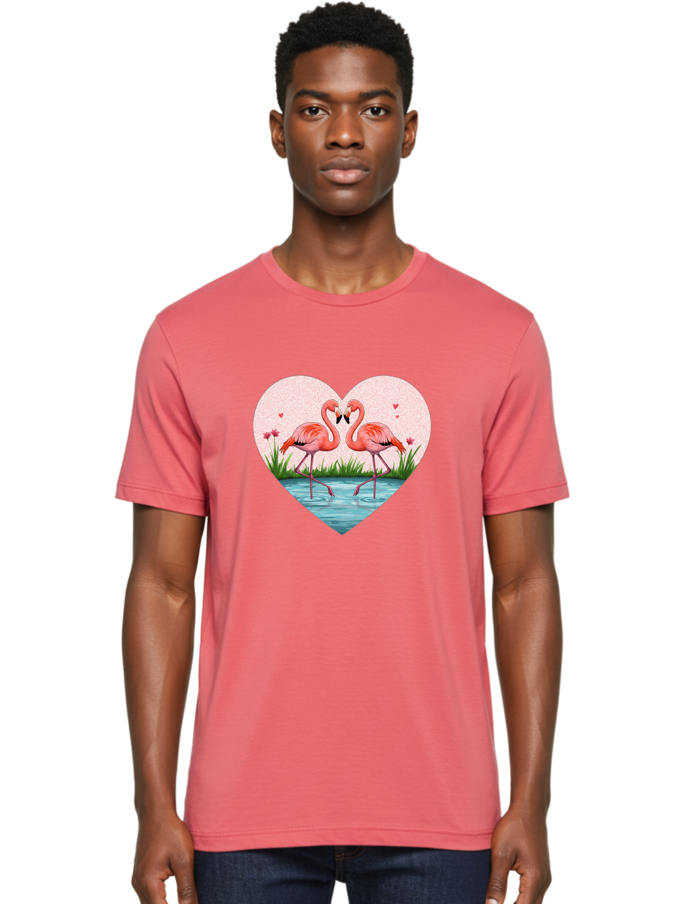 Flamingos-In-Heart-3 Men'S Graphic Tee, 100% Cotton, Comfortable Casual Summer Wear, Machine Washable, Vintage Camera, Old Camera, Antique Camera, Black Camera, Classic Photography, Photography Equipment, Nostalgic Device, Film Camera, Bai865