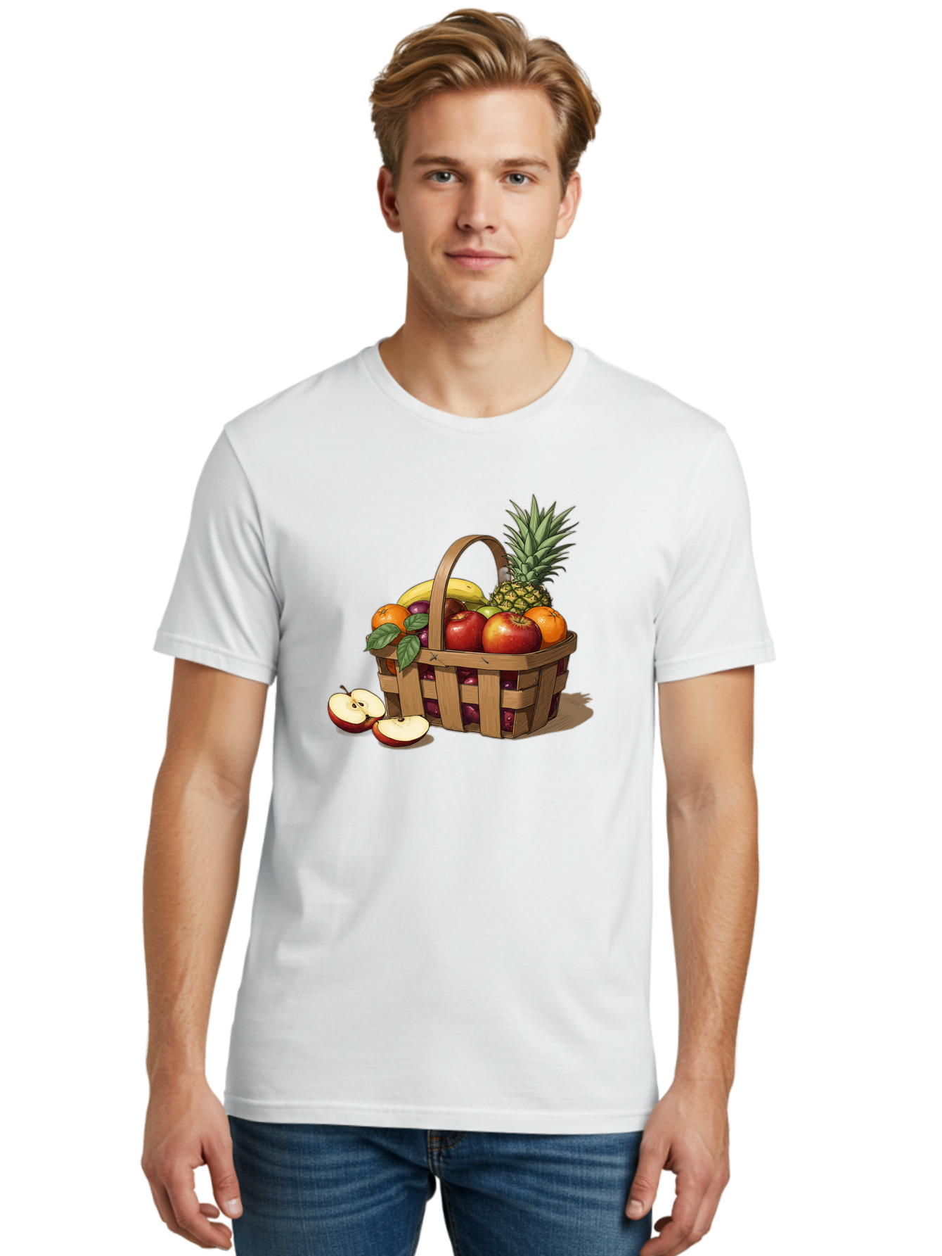 Fruit-Wicker-Basket Men'S Graphic Tee, 100% Cotton, Comfortable Casual Summer Wear, Machine Washable, Vintage Camera, Old Camera, Antique Camera, Black Camera, Classic Photography, Photography Equipment, Nostalgic Device, Film Camera, Bai935