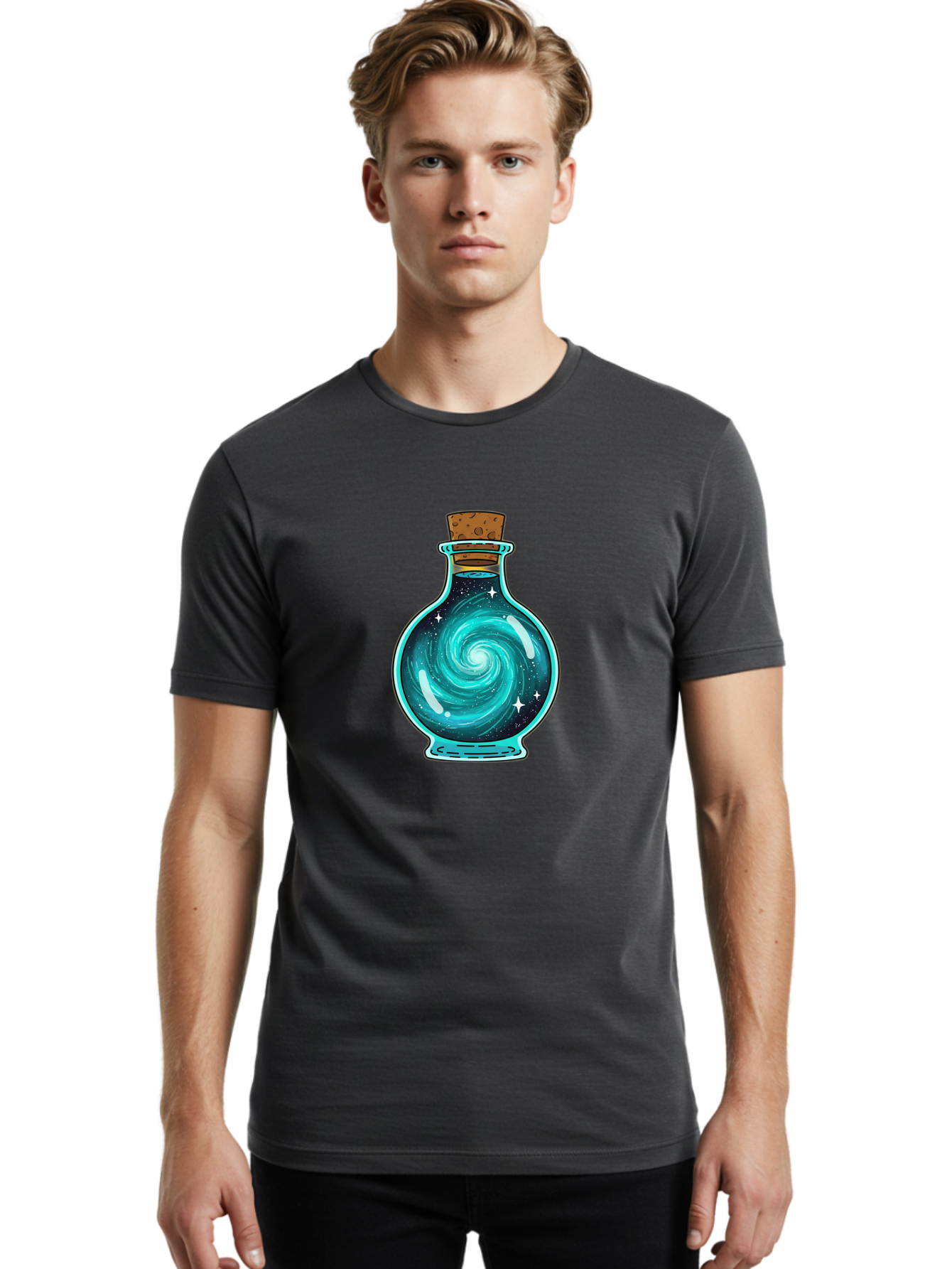 Galaxy-Bottle-13 Men'S Graphic Tee, 100% Cotton, Comfortable Casual Summer Wear, Machine Washable, Vintage Camera, Old Camera, Antique Camera, Black Camera, Classic Photography, Photography Equipment, Nostalgic Device, Film Camera, Camera Art Bai943