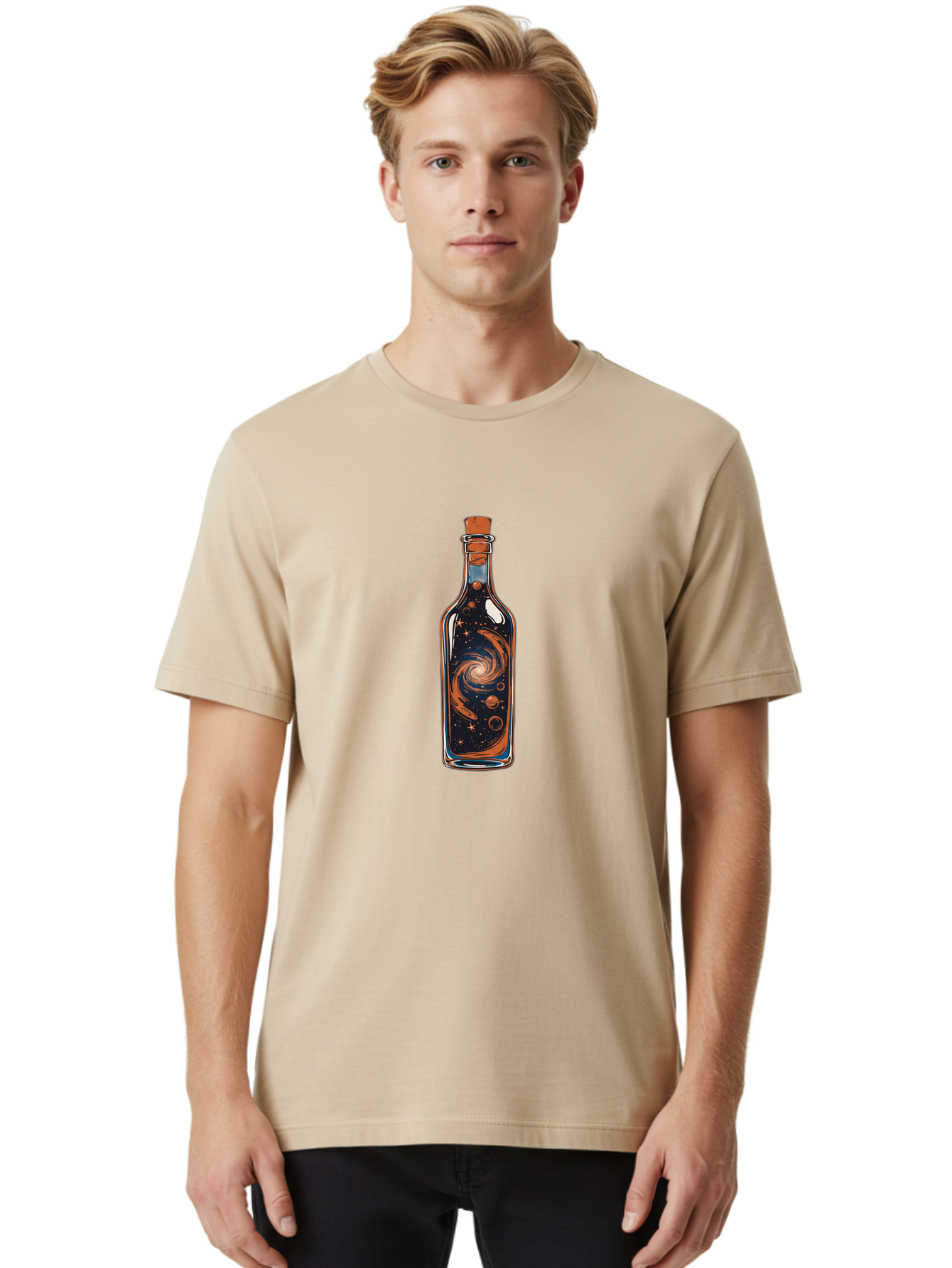 Galaxy-Bottle-14 Men'S Graphic Tee, 100% Cotton, Comfortable Casual Summer Wear, Machine Washable, Vintage Camera, Old Camera, Antique Camera, Black Camera, Classic Photography, Photography Equipment, Nostalgic Device, Film Camera, Camera Art Bai944