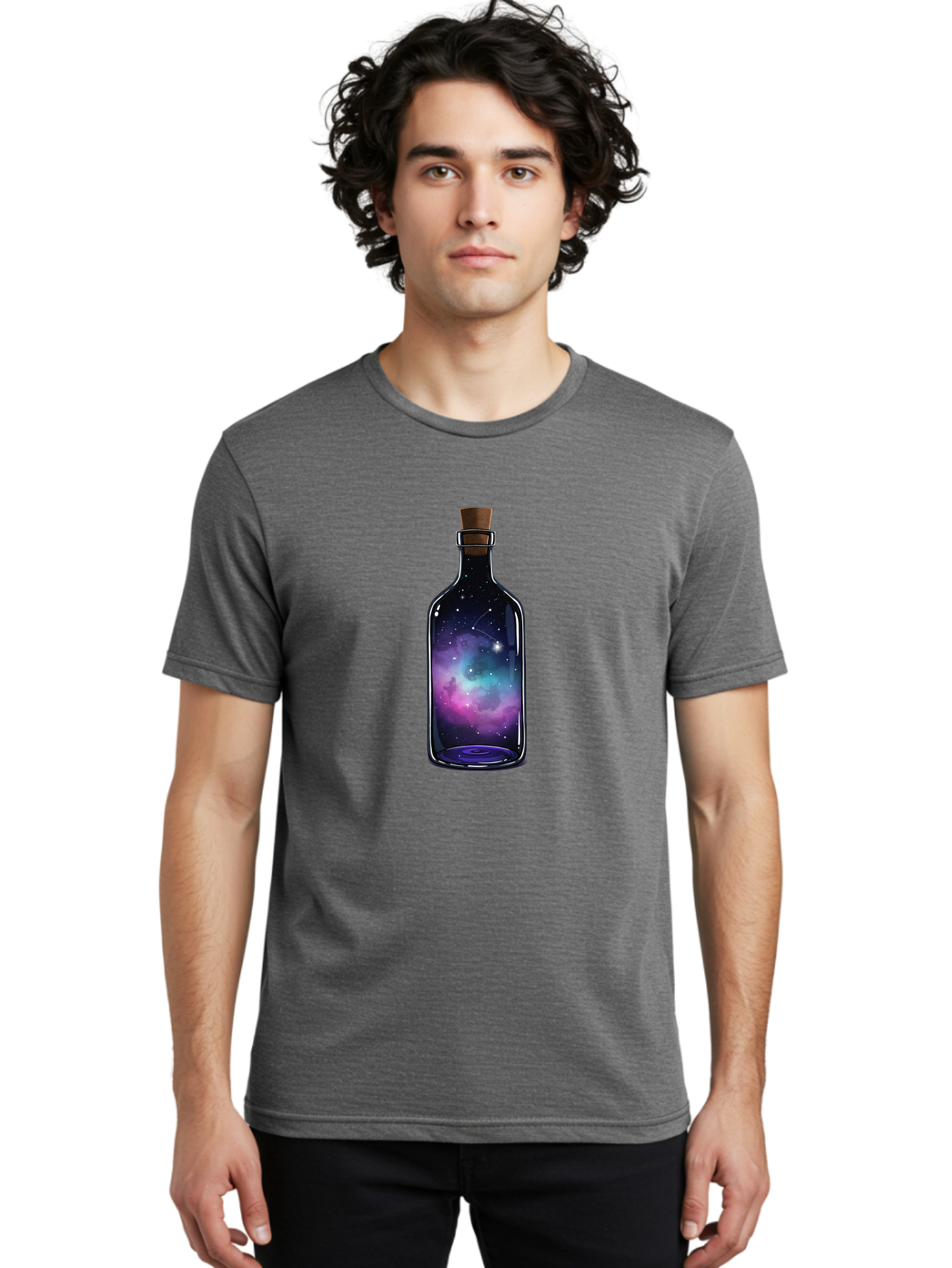 Galaxy-Bottle-3 Men'S Graphic Tee, 100% Cotton, Comfortable Casual Summer Wear, Machine Washable, Vintage Camera, Old Camera, Antique Camera, Black Camera, Classic Photography, Photography Equipment, Nostalgic Device, Film Camera, Camera Art Bai953