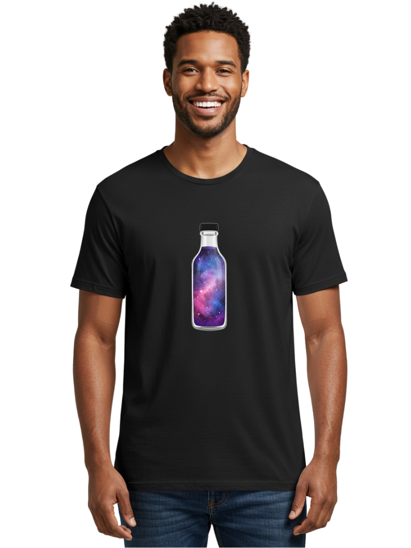 Galaxy-Bottle-7 Men'S Graphic Tee, 100% Cotton, Comfortable Casual Summer Wear, Machine Washable, Vintage Camera, Old Camera, Antique Camera, Black Camera, Classic Photography, Photography Equipment, Nostalgic Device, Film Camera, Camera Art Bai957