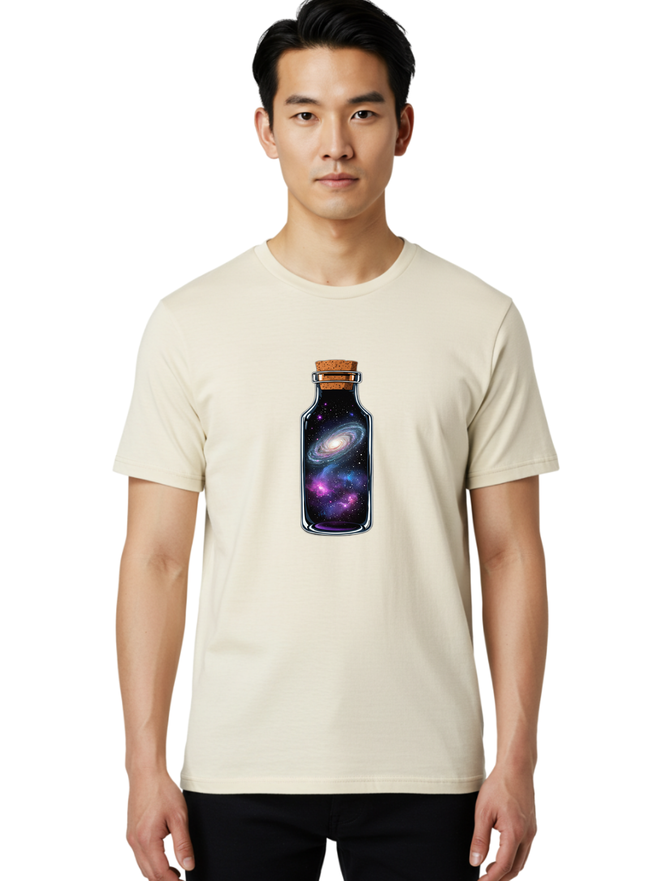 Galaxy-In-A-Bottle-2 Men'S Graphic Tee, 100% Cotton, Comfortable Casual Summer Wear, Machine Washable, Vintage Camera, Old Camera, Antique Camera, Black Camera, Classic Photography, Photography Equipment, Nostalgic Device, Film Camera, Bai974