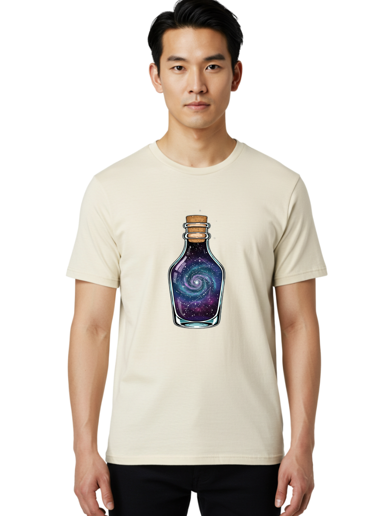 Galaxy-In-Bottle-12 Men'S Graphic Tee, 100% Cotton, Comfortable Casual Summer Wear, Machine Washable, Vintage Camera, Old Camera, Antique Camera, Black Camera, Classic Photography, Photography Equipment, Nostalgic Device, Film Camera, Baj023