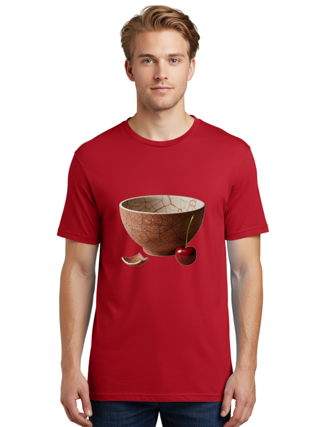 Kintsugi-Bowl-With-Cherry Men'S Graphic Tee, 100% Cotton, Comfortable Casual Summer Wear, Machine Washable, Vintage Camera, Old Camera, Antique Camera, Black Camera, Classic Photography, Photography Equipment, Nostalgic Device, Film Camera, Baj084
