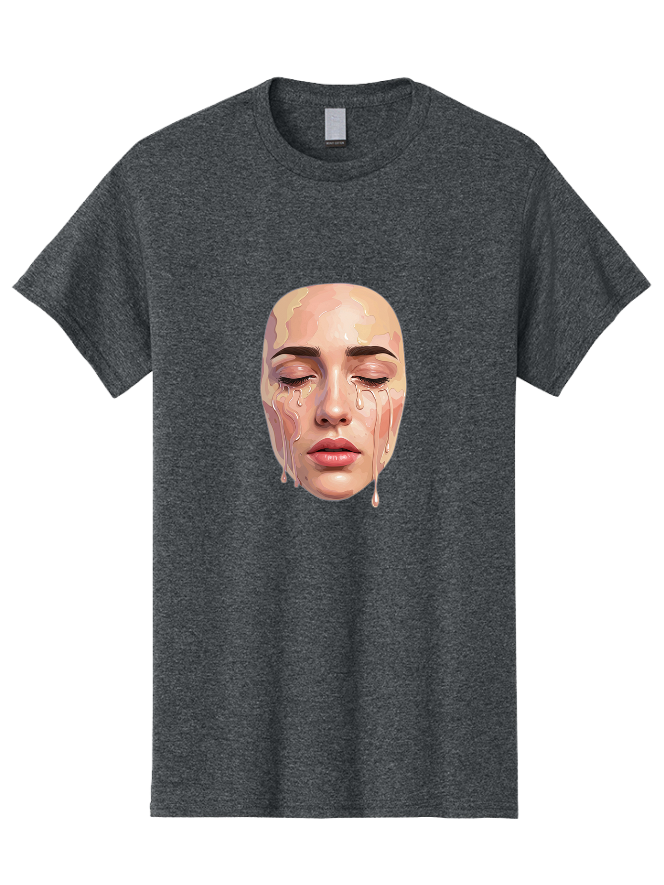 Melting-Face-2 Men'S Graphic Tee, 100% Cotton, Comfortable Casual Summer Wear, Machine Washable, Vintage Camera, Old Camera, Antique Camera, Black Camera, Classic Photography, Photography Equipment, Nostalgic Device, Film Camera, Camera Art Baj097