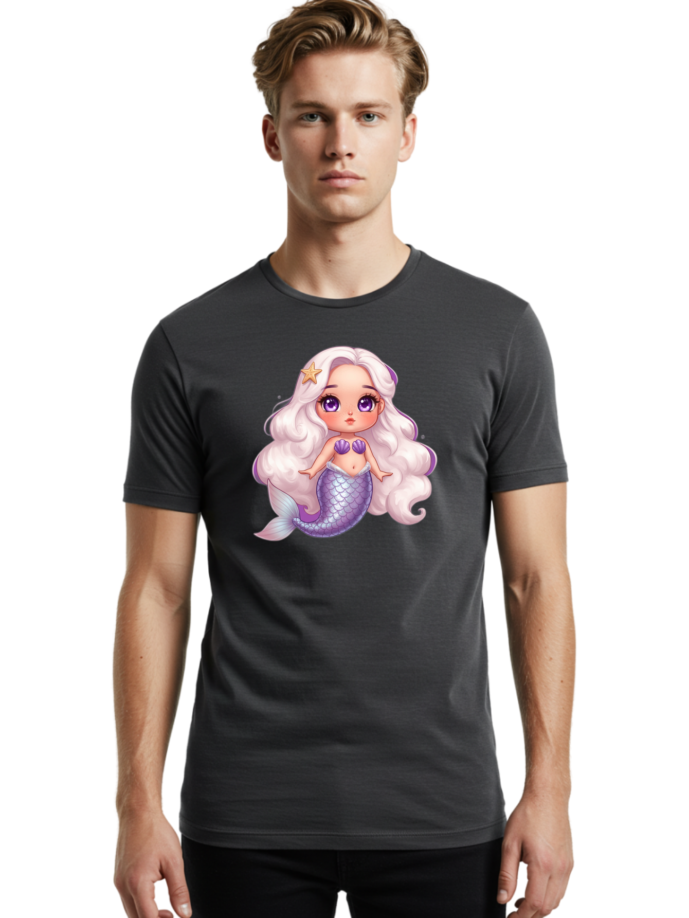 Mermaid-Girl-1 Men'S Graphic Tee, 100% Cotton, Comfortable Casual Summer Wear, Machine Washable, Vintage Camera, Old Camera, Antique Camera, Black Camera, Classic Photography, Photography Equipment, Nostalgic Device, Film Camera, Camera Art Baj103