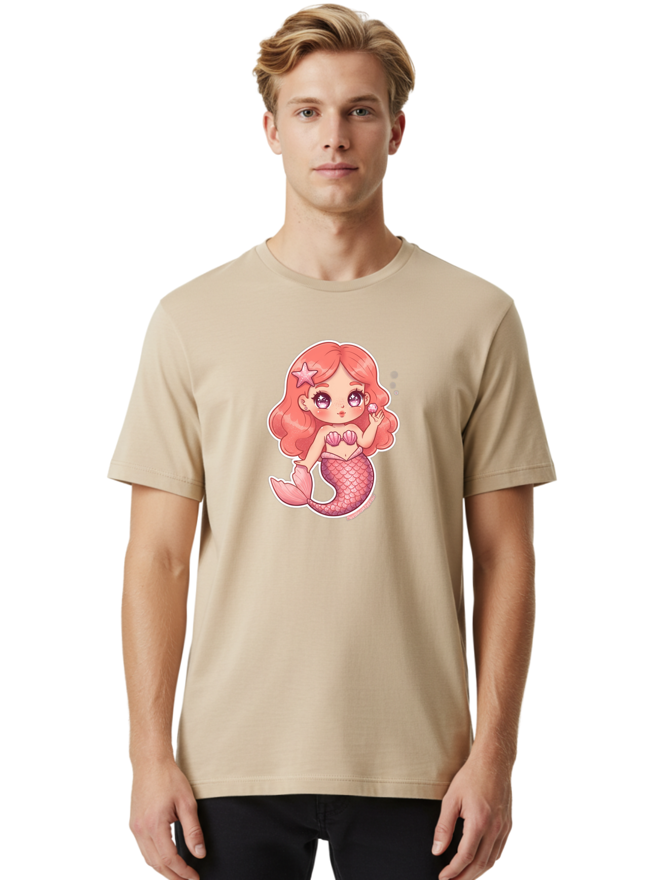 Mermaid-Girl-3 Men'S Graphic Tee, 100% Cotton, Comfortable Casual Summer Wear, Machine Washable, Vintage Camera, Old Camera, Antique Camera, Black Camera, Classic Photography, Photography Equipment, Nostalgic Device, Film Camera, Camera Art Baj105