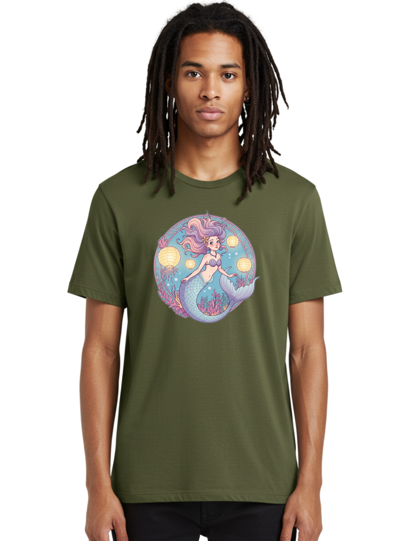 Mermaid-With-Lanterns Men'S Graphic Tee, 100% Cotton, Comfortable Casual Summer Wear, Machine Washable, Vintage Camera, Old Camera, Antique Camera, Black Camera, Classic Photography, Photography Equipment, Nostalgic Device, Film Camera, Baj113