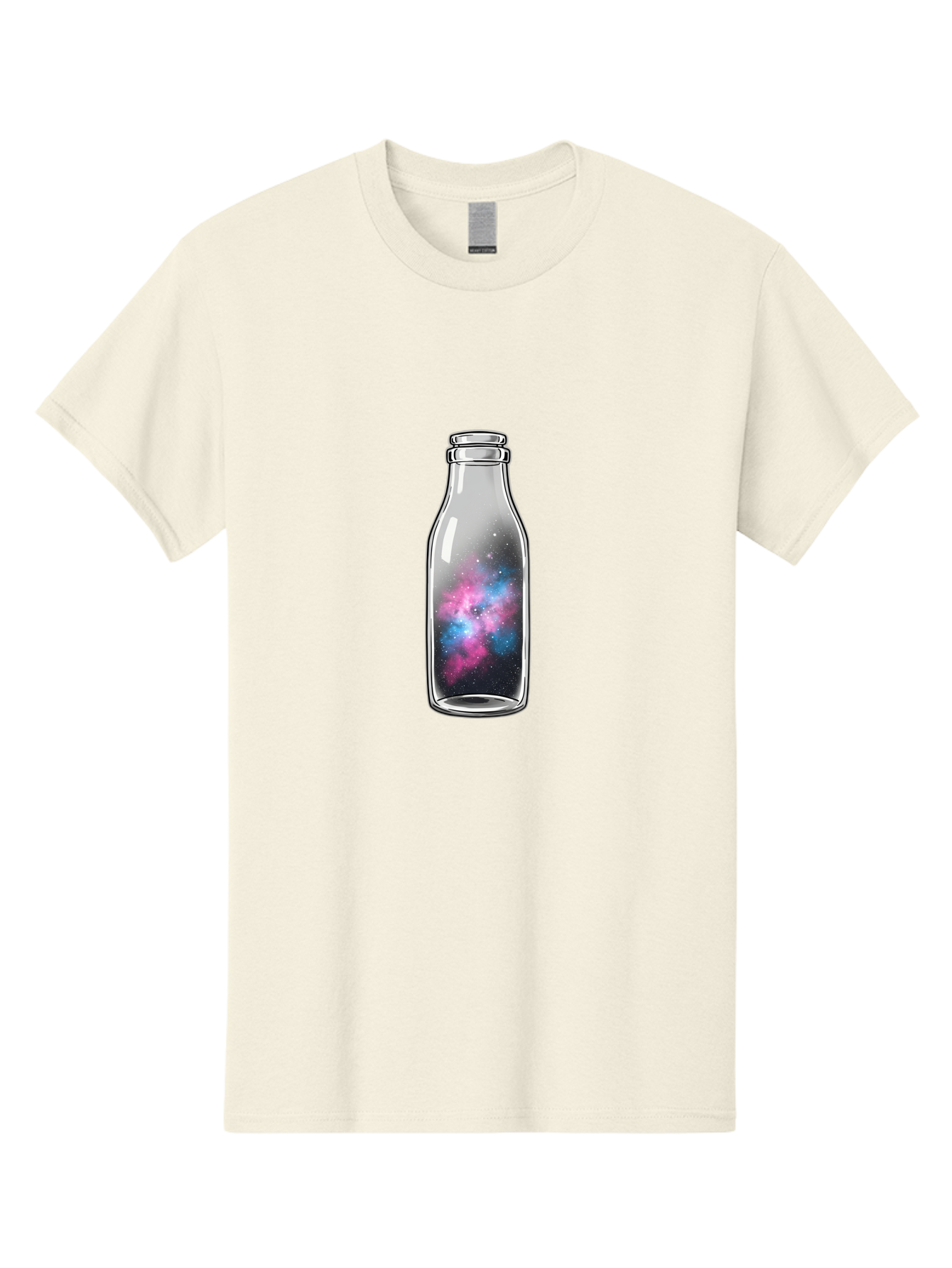 Milk-Bottle-With-Galaxy Men'S Graphic Tee, 100% Cotton, Comfortable Casual Summer Wear, Machine Washable, Vintage Camera, Old Camera, Antique Camera, Black Camera, Classic Photography, Photography Equipment, Nostalgic Device, Film Camera, Baj117