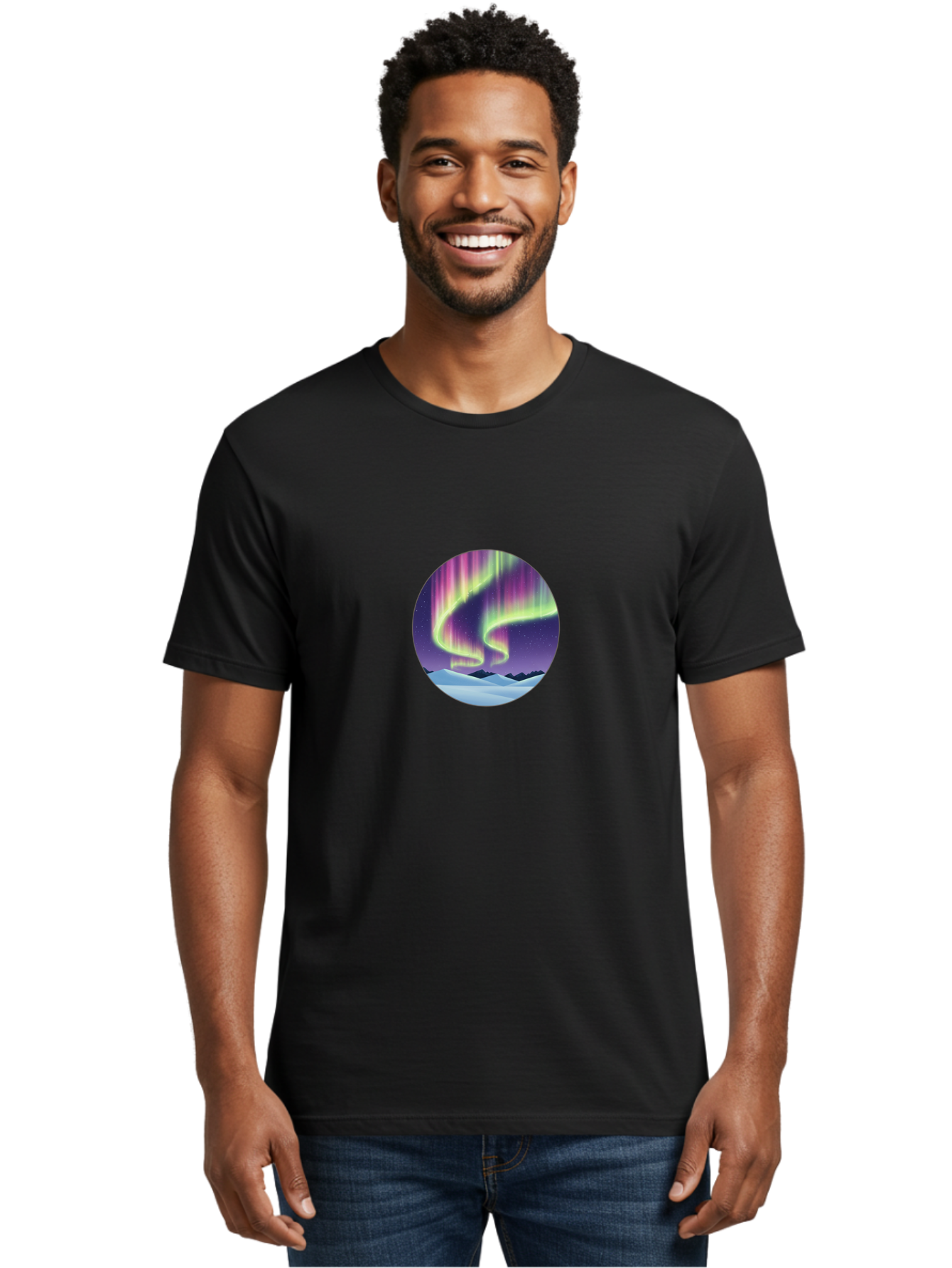 Northern-Lights-1 Men'S Graphic Tee, 100% Cotton, Comfortable Casual Summer Wear, Machine Washable, Vintage Camera, Old Camera, Antique Camera, Black Camera, Classic Photography, Photography Equipment, Nostalgic Device, Film Camera, Camera Art Baj126