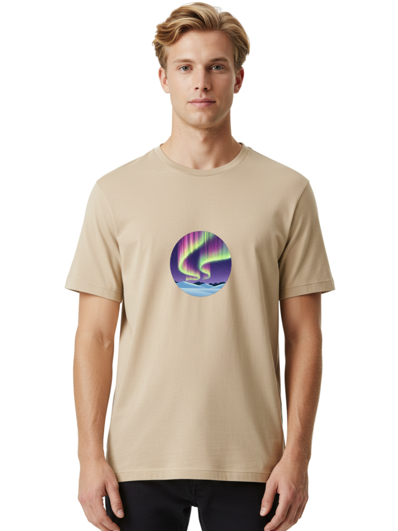 Northern-Lights-1 Men'S Graphic Tee, 100% Cotton, Comfortable Casual Summer Wear, Machine Washable, Vintage Camera, Old Camera, Antique Camera, Black Camera, Classic Photography, Photography Equipment, Nostalgic Device, Film Camera, Camera Art Baj126