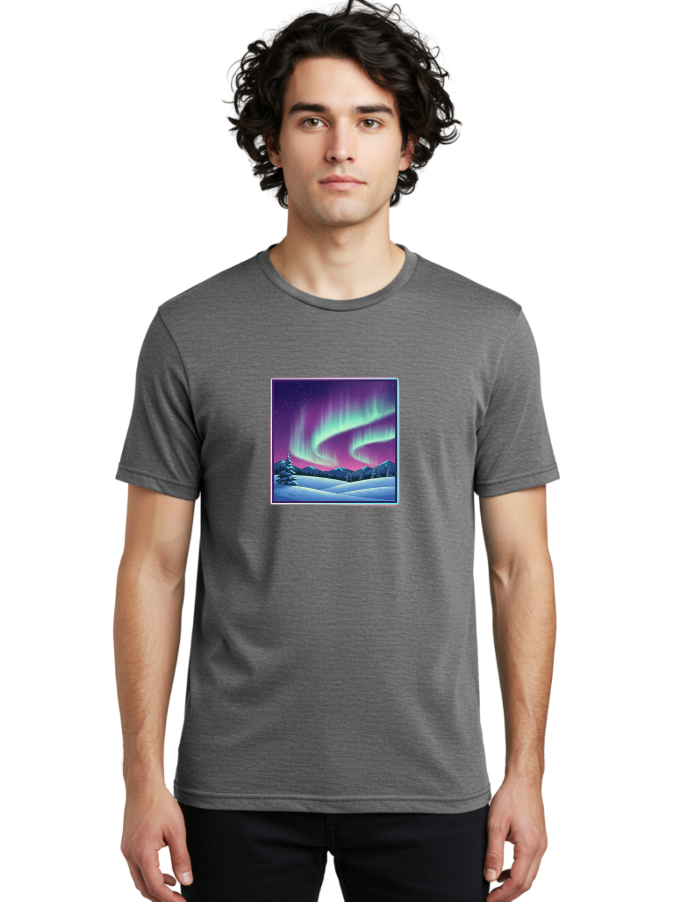 Northern-Lights-2 Men'S Graphic Tee, 100% Cotton, Comfortable Casual Summer Wear, Machine Washable, Vintage Camera, Old Camera, Antique Camera, Black Camera, Classic Photography, Photography Equipment, Nostalgic Device, Film Camera, Camera Art Baj127