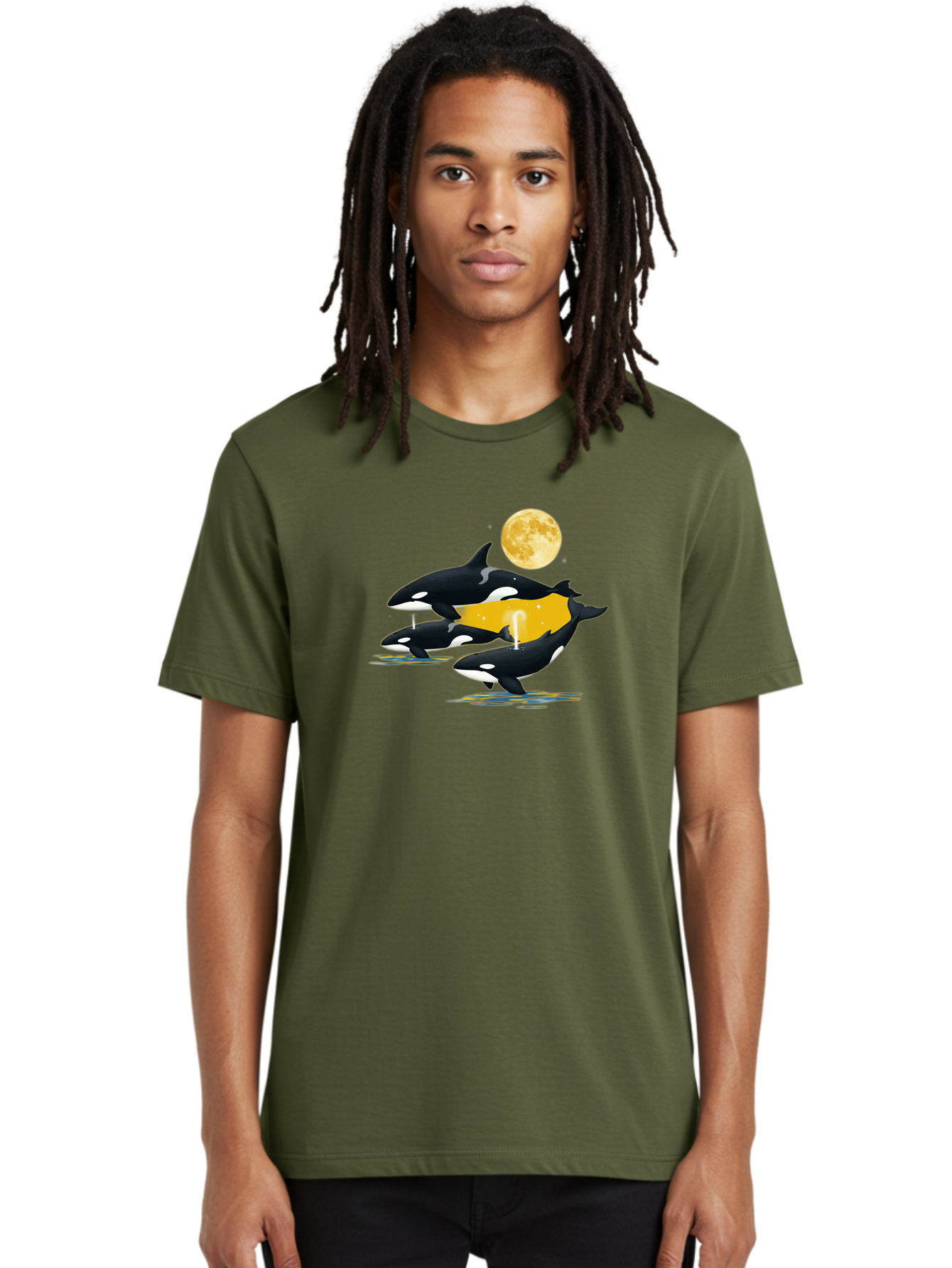 Orcas-Under-Moon Men'S Graphic Tee, 100% Cotton, Comfortable Casual Summer Wear, Machine Washable, Vintage Camera, Old Camera, Antique Camera, Black Camera, Classic Photography, Photography Equipment, Nostalgic Device, Film Camera, Camera Art Baj138