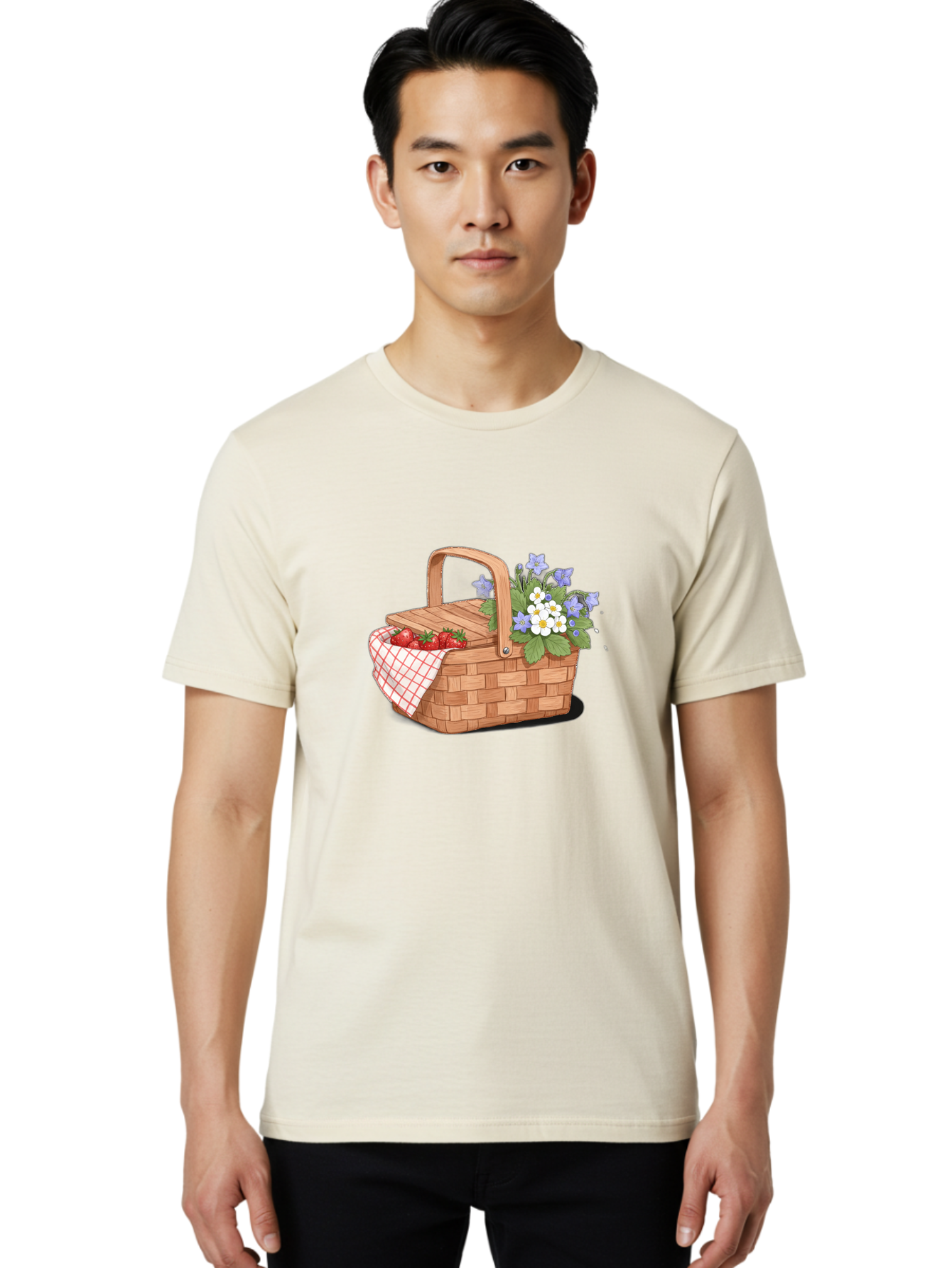 Picnic-Basket-1 Men'S Graphic Tee, 100% Cotton, Comfortable Casual Summer Wear, Machine Washable, Vintage Camera, Old Camera, Antique Camera, Black Camera, Classic Photography, Photography Equipment, Nostalgic Device, Film Camera, Camera Art Baj160