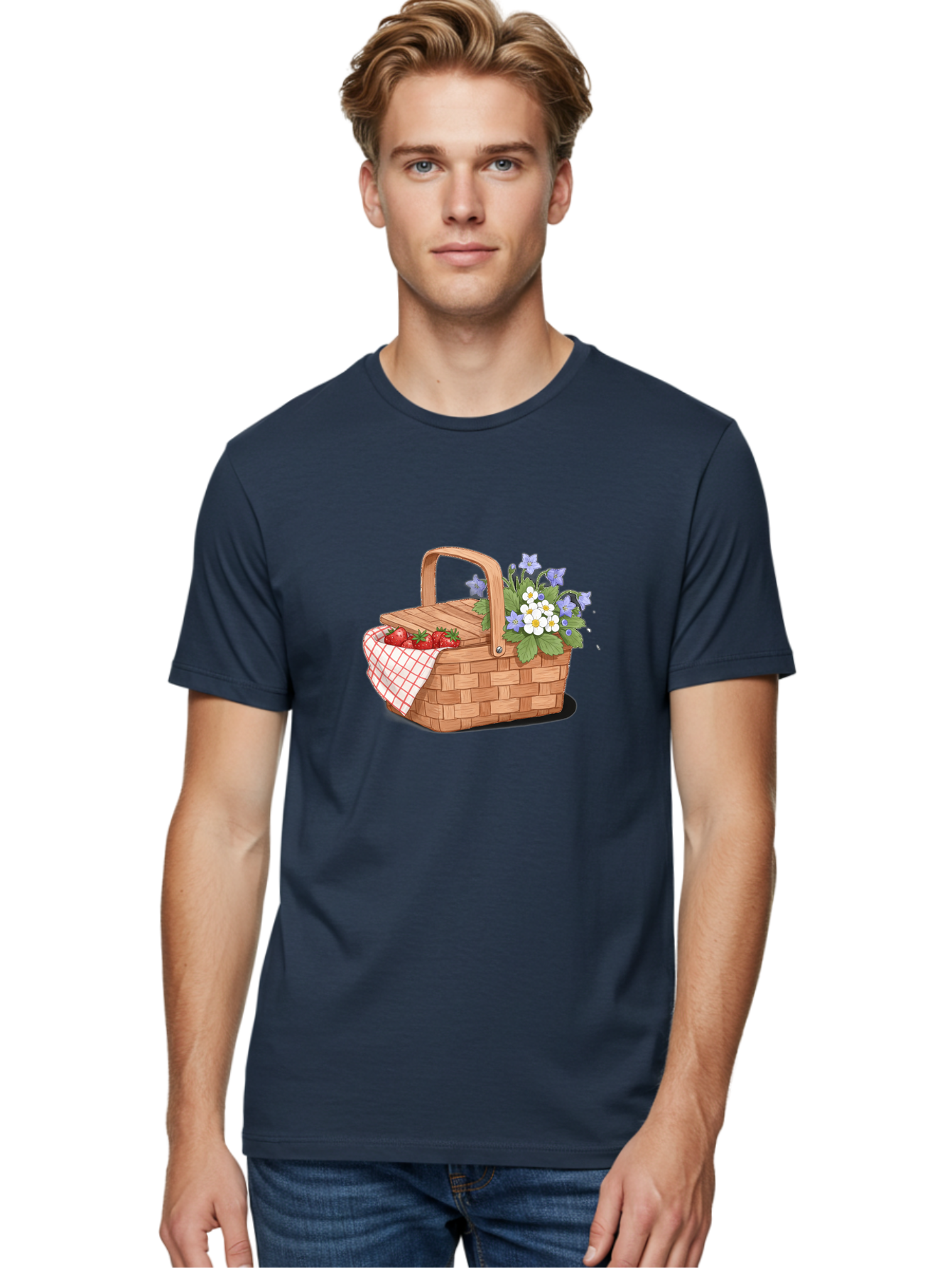 Picnic-Basket-1 Men'S Graphic Tee, 100% Cotton, Comfortable Casual Summer Wear, Machine Washable, Vintage Camera, Old Camera, Antique Camera, Black Camera, Classic Photography, Photography Equipment, Nostalgic Device, Film Camera, Camera Art Baj160