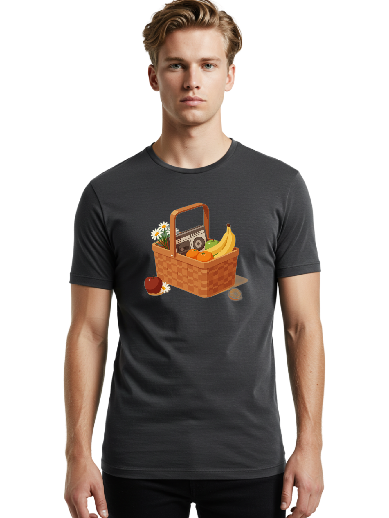 Picnic-Basket-2 Men'S Graphic Tee, 100% Cotton, Comfortable Casual Summer Wear, Machine Washable, Vintage Camera, Old Camera, Antique Camera, Black Camera, Classic Photography, Photography Equipment, Nostalgic Device, Film Camera, Camera Art Baj161