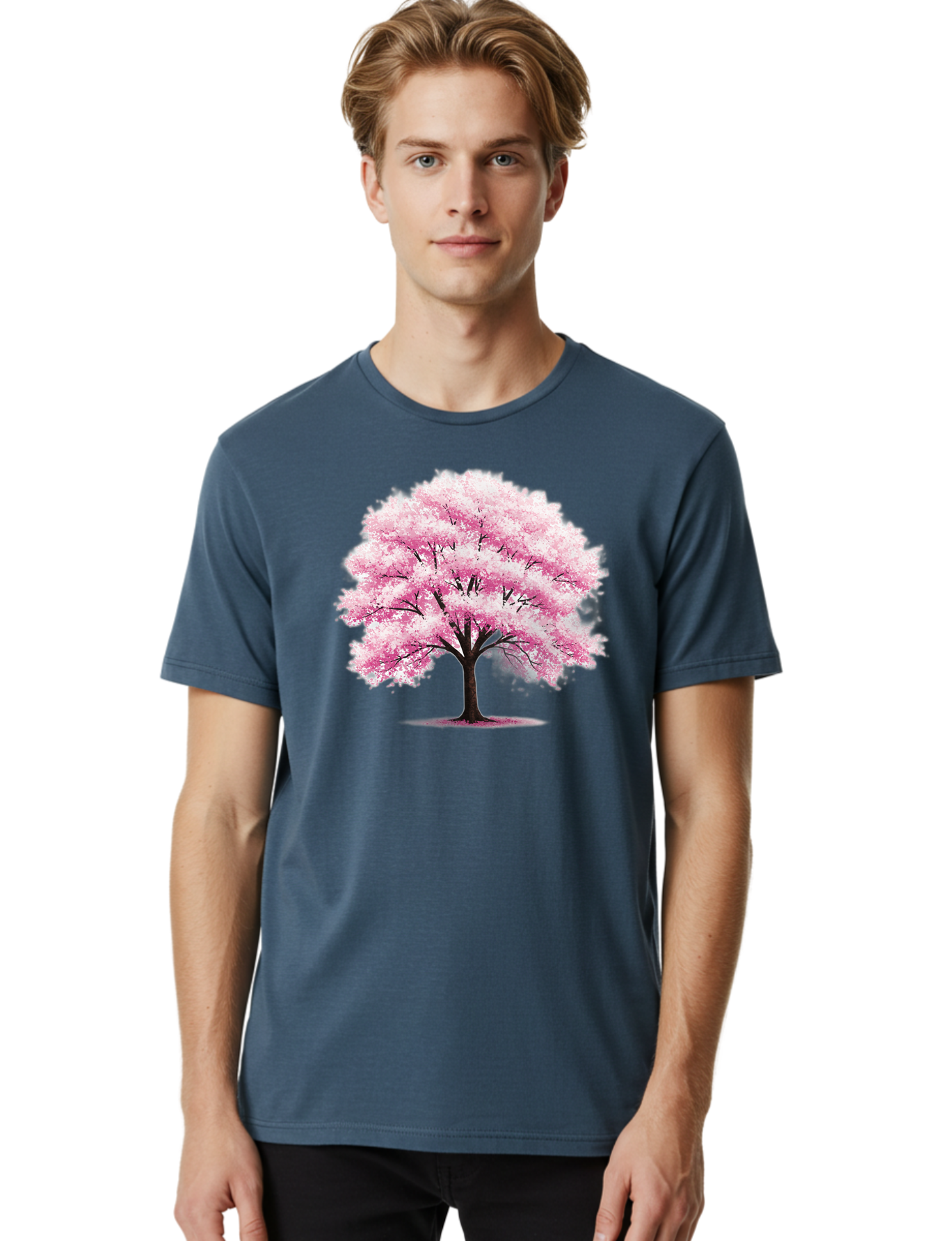 Pink-Cherry-Blossom-Tree-1 Men'S Graphic Tee, 100% Cotton, Comfortable Casual Summer Wear, Machine Washable, Vintage Camera, Old Camera, Antique Camera, Black Camera, Classic Photography, Photography Equipment, Nostalgic Device, Film Camera, Baj166