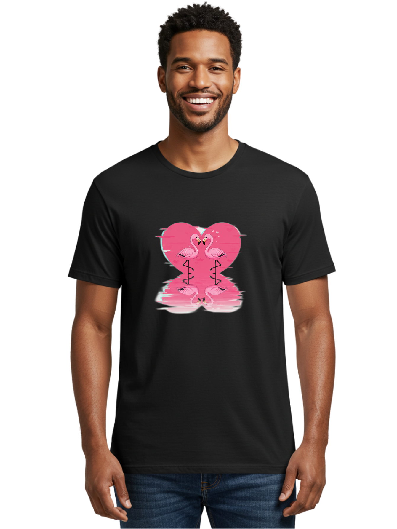 Pink-Flamingos-Heart-1 Men'S Graphic Tee, 100% Cotton, Comfortable Casual Summer Wear, Machine Washable, Vintage Camera, Old Camera, Antique Camera, Black Camera, Classic Photography, Photography Equipment, Nostalgic Device, Film Camera, Baj185