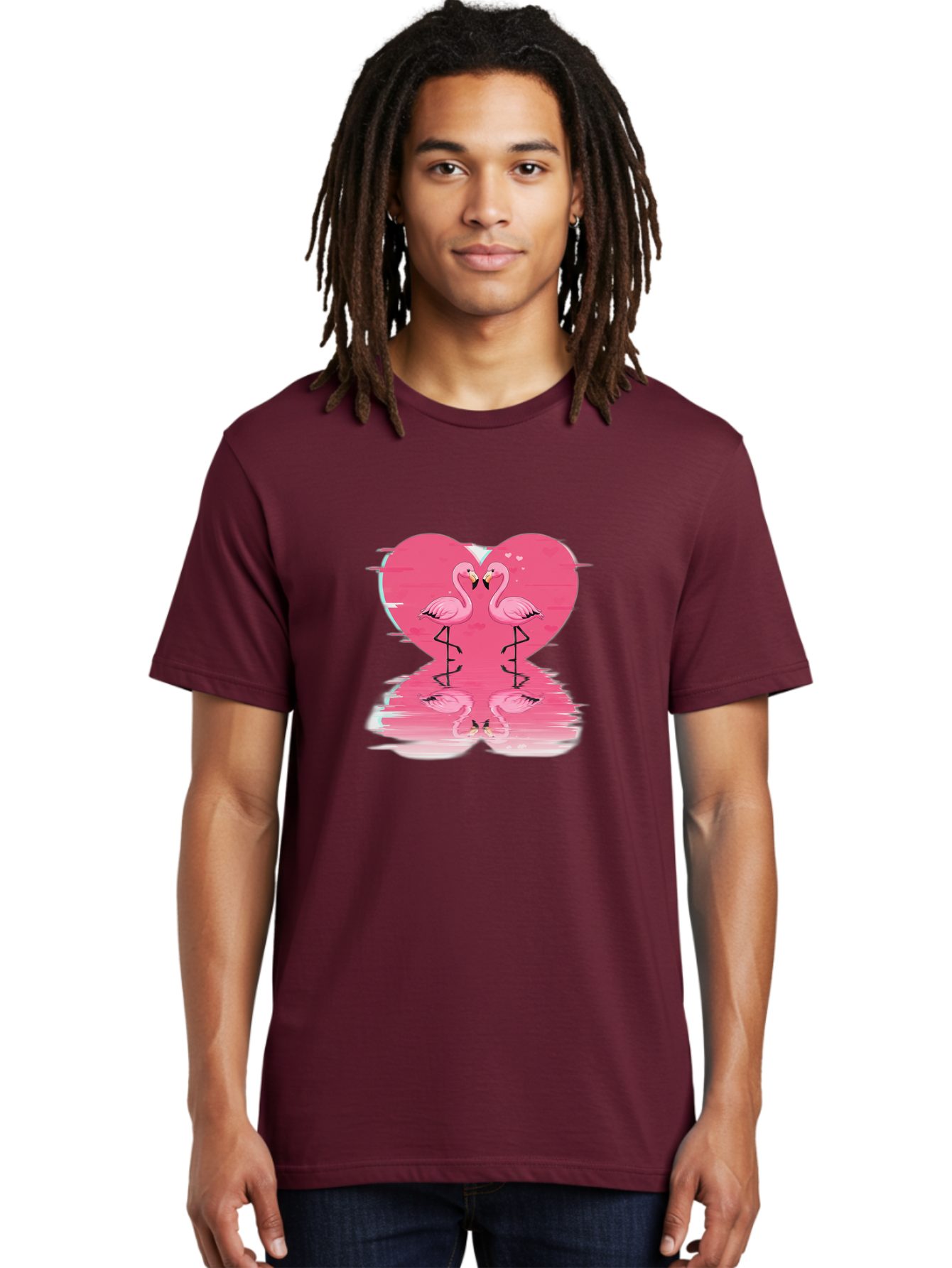 Pink-Flamingos-Heart-1 Men'S Graphic Tee, 100% Cotton, Comfortable Casual Summer Wear, Machine Washable, Vintage Camera, Old Camera, Antique Camera, Black Camera, Classic Photography, Photography Equipment, Nostalgic Device, Film Camera, Baj185