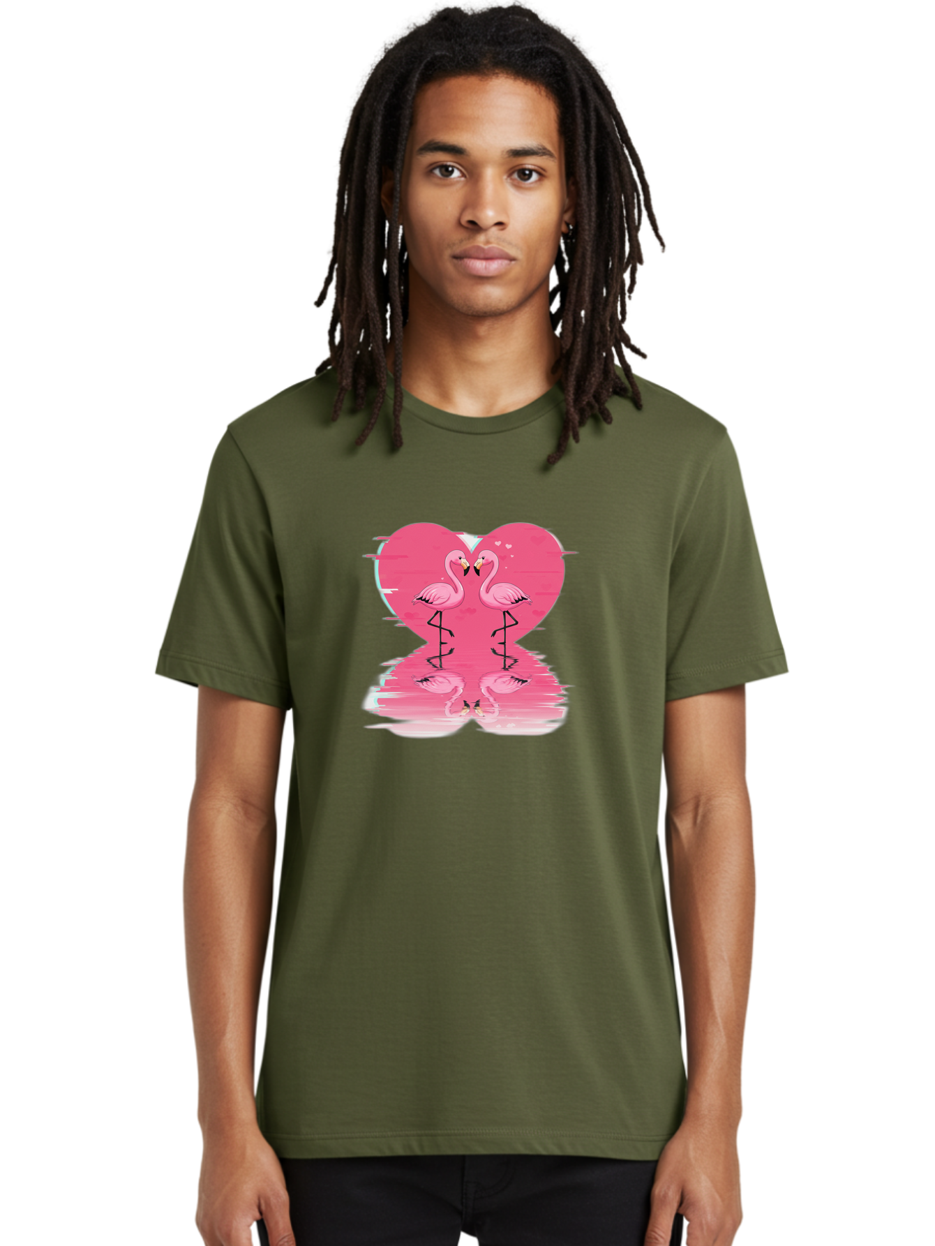 Pink-Flamingos-Heart-1 Men'S Graphic Tee, 100% Cotton, Comfortable Casual Summer Wear, Machine Washable, Vintage Camera, Old Camera, Antique Camera, Black Camera, Classic Photography, Photography Equipment, Nostalgic Device, Film Camera, Baj185