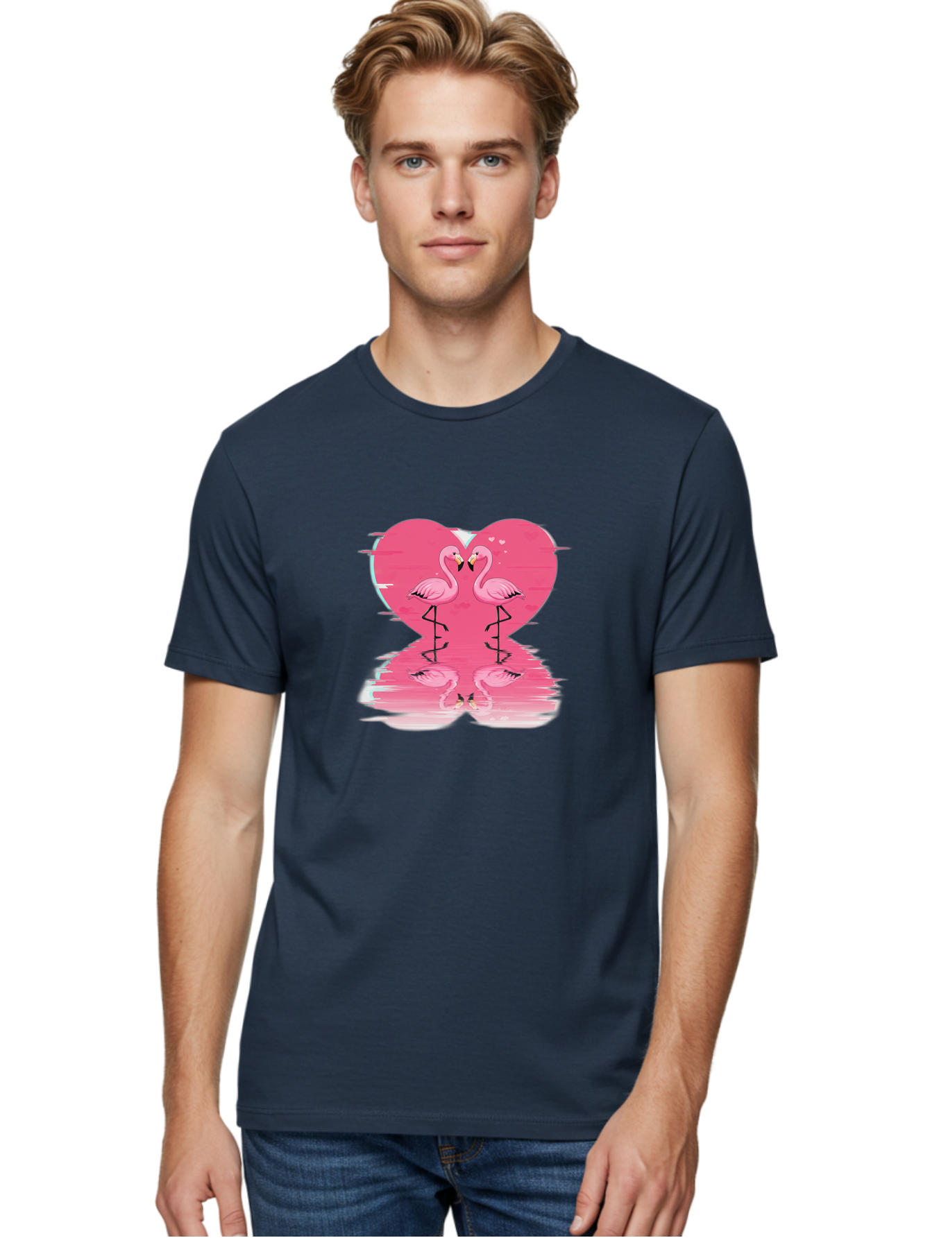 Pink-Flamingos-Heart-1 Men'S Graphic Tee, 100% Cotton, Comfortable Casual Summer Wear, Machine Washable, Vintage Camera, Old Camera, Antique Camera, Black Camera, Classic Photography, Photography Equipment, Nostalgic Device, Film Camera, Baj185