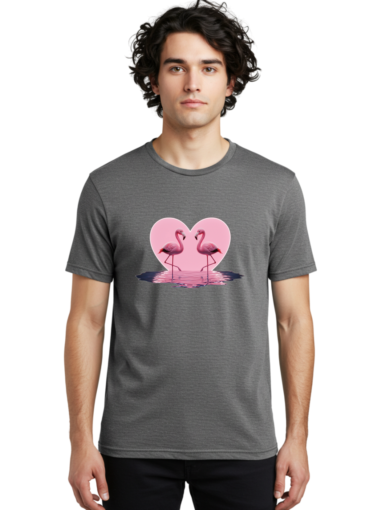 Pink-Flamingos-Heart-2 Men'S Graphic Tee, 100% Cotton, Comfortable Casual Summer Wear, Machine Washable, Vintage Camera, Old Camera, Antique Camera, Black Camera, Classic Photography, Photography Equipment, Nostalgic Device, Film Camera, Baj186