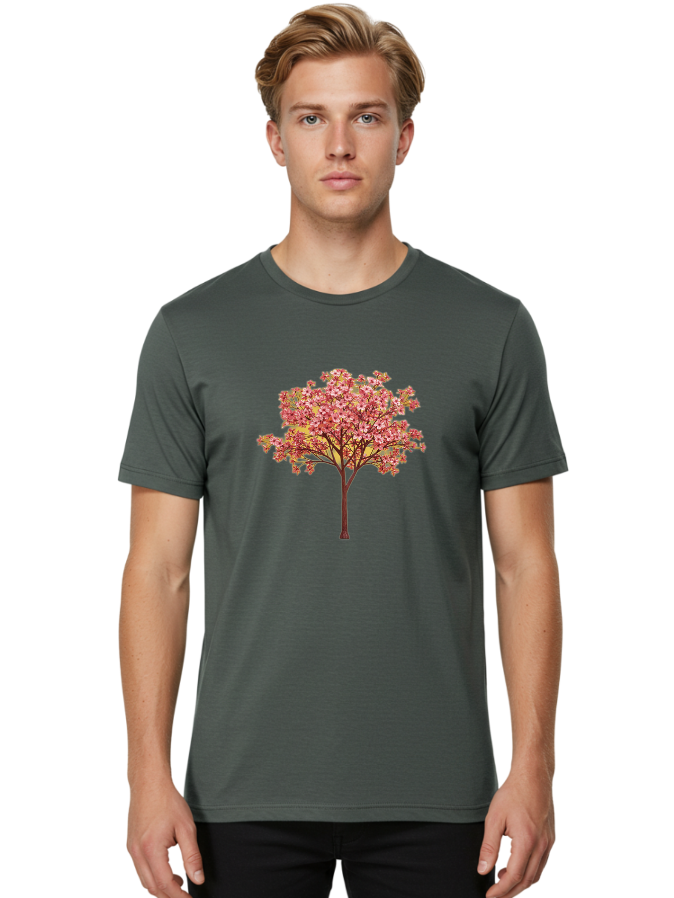 Pink-Flowering-Tree Men'S Graphic Tee, 100% Cotton, Comfortable Casual Summer Wear, Machine Washable, Vintage Camera, Old Camera, Antique Camera, Black Camera, Classic Photography, Photography Equipment, Nostalgic Device, Film Camera, Baj189