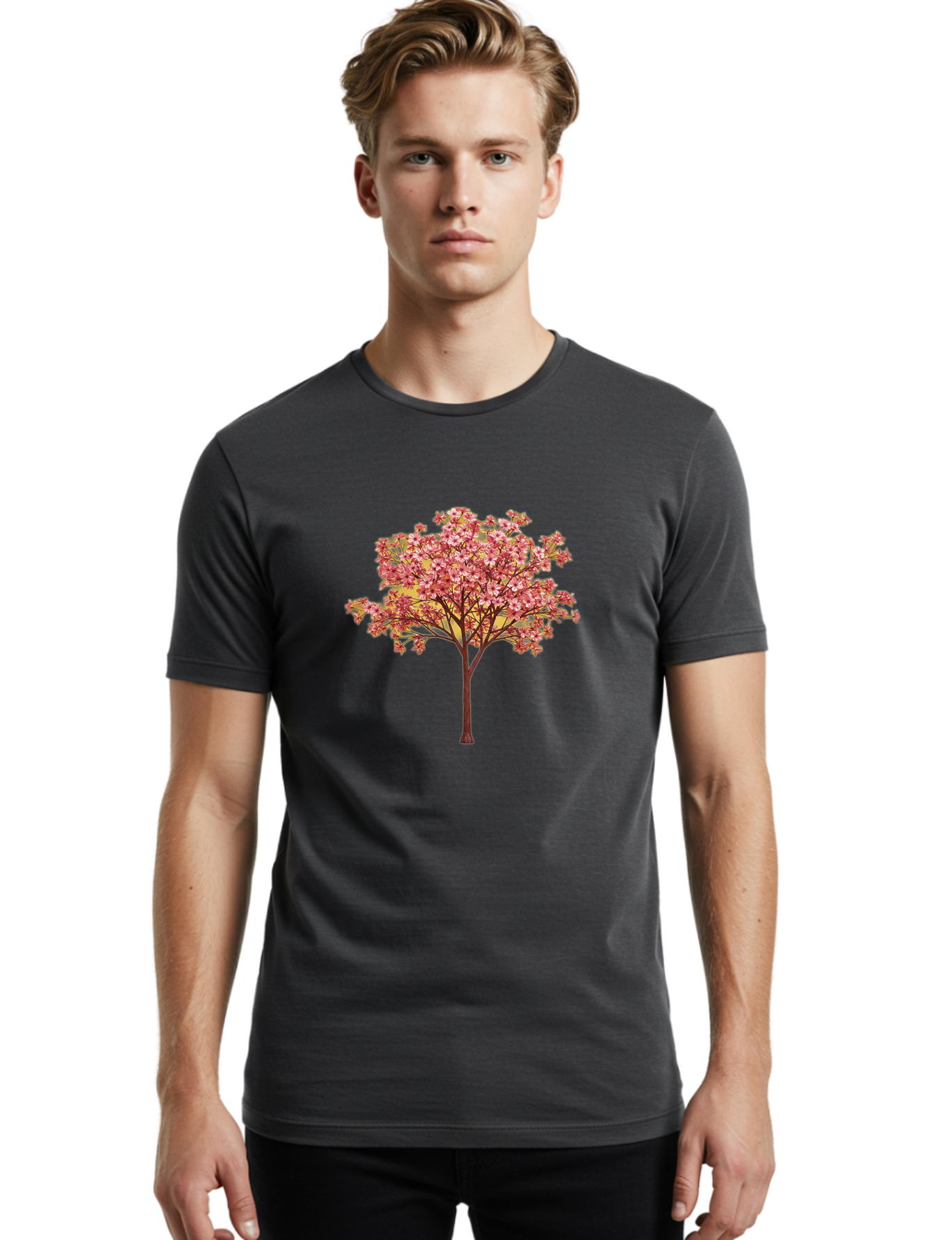 Pink-Flowering-Tree Men'S Graphic Tee, 100% Cotton, Comfortable Casual Summer Wear, Machine Washable, Vintage Camera, Old Camera, Antique Camera, Black Camera, Classic Photography, Photography Equipment, Nostalgic Device, Film Camera, Baj189