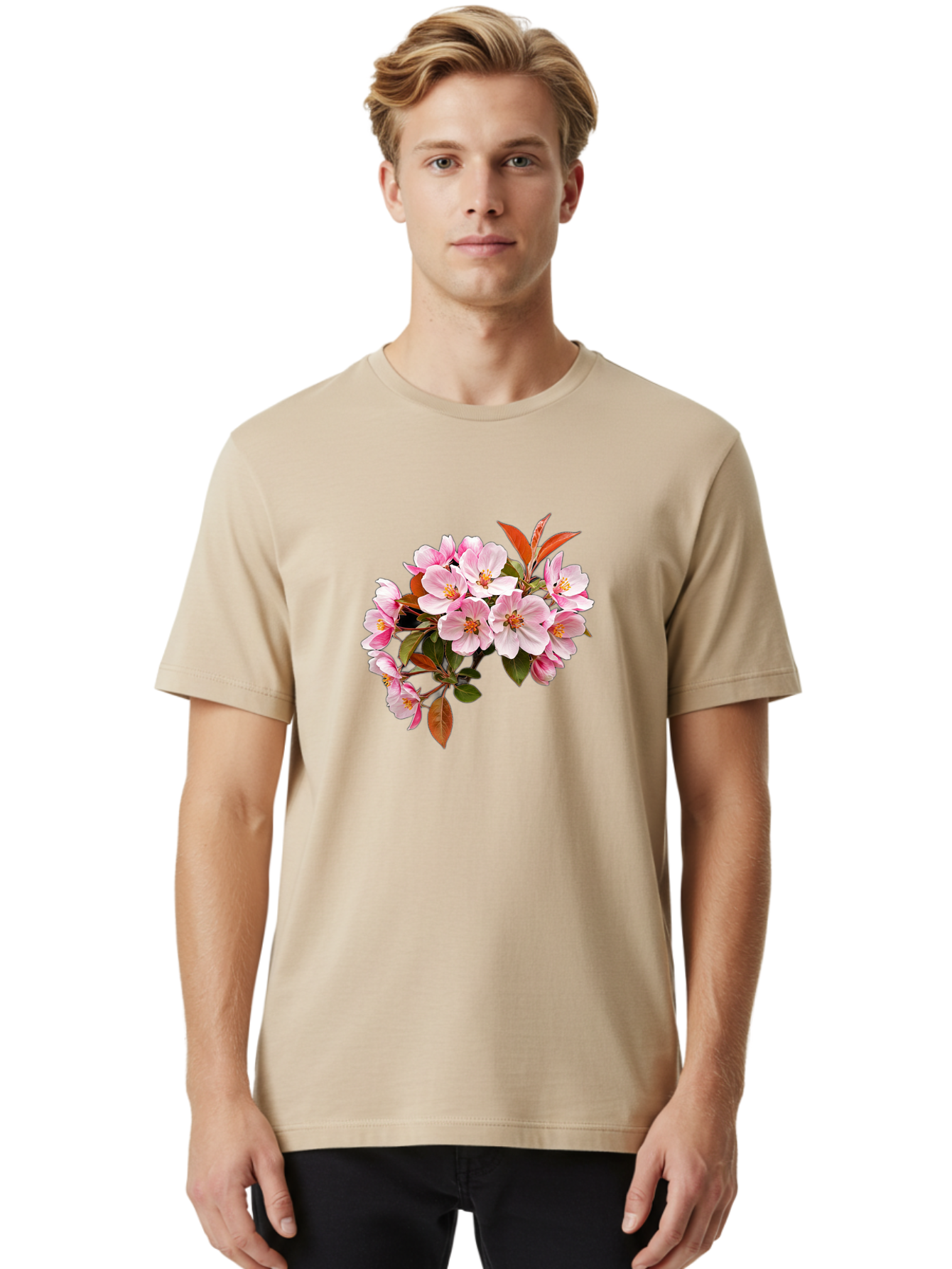 Pink-Flowers-2 Men'S Graphic Tee, 100% Cotton, Comfortable Casual Summer Wear, Machine Washable, Vintage Camera, Old Camera, Antique Camera, Black Camera, Classic Photography, Photography Equipment, Nostalgic Device, Film Camera, Camera Art Baj191