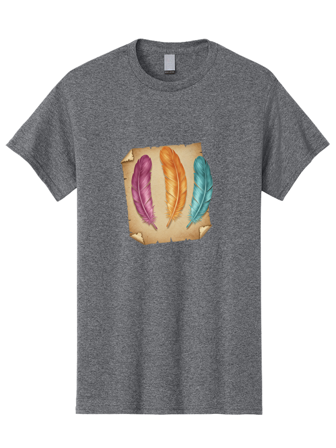 Purple-Orange-Blue-Feather Men'S Graphic Tee, 100% Cotton, Comfortable Casual Summer Wear, Machine Washable, Vintage Camera, Old Camera, Antique Camera, Black Camera, Classic Photography, Photography Equipment, Nostalgic Device, Film Camera, Baj206