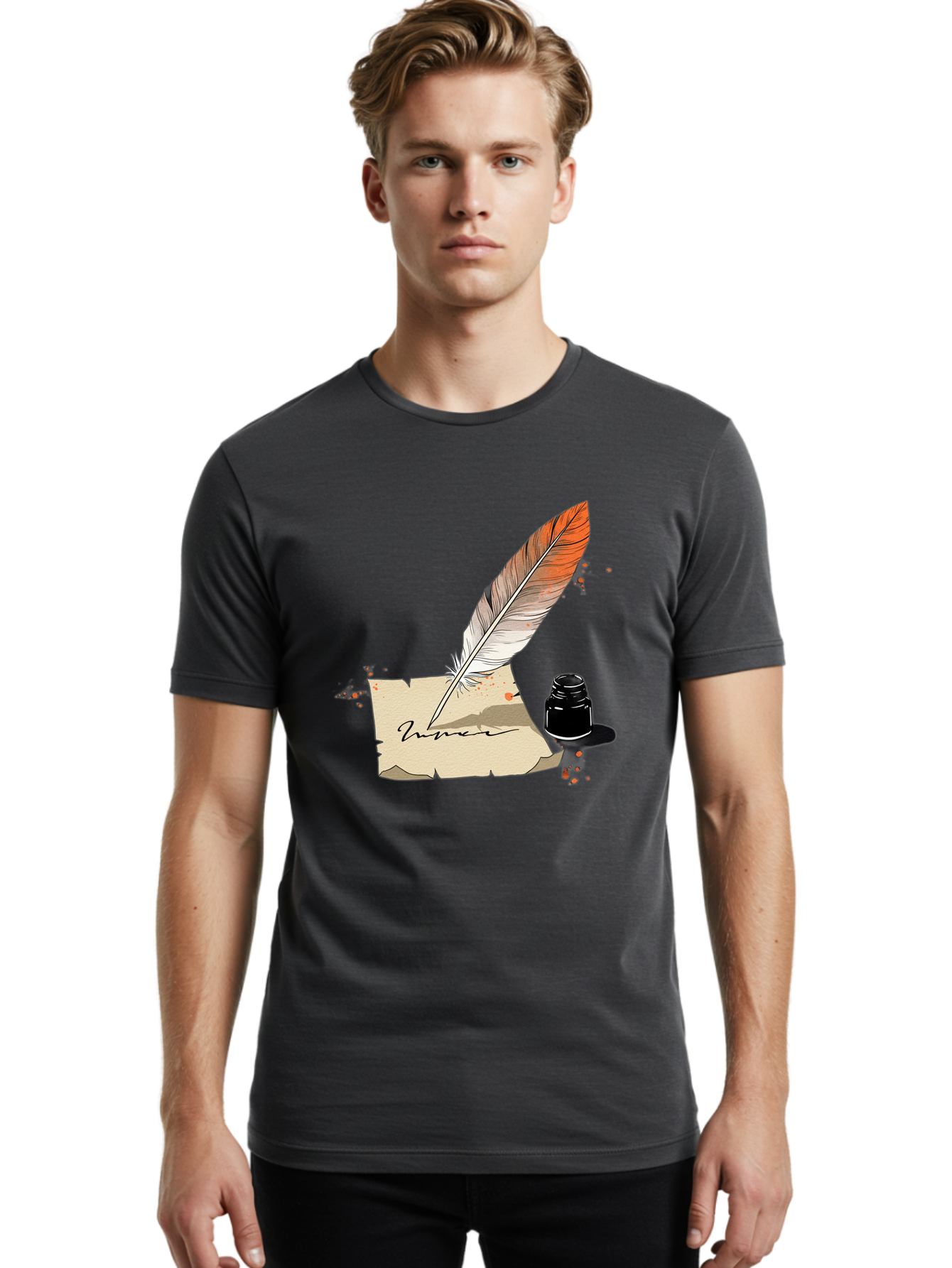 Quill-And-Ink Men'S Graphic Tee, 100% Cotton, Comfortable Casual Summer Wear, Machine Washable, Vintage Camera, Old Camera, Antique Camera, Black Camera, Classic Photography, Photography Equipment, Nostalgic Device, Film Camera, Camera Art Baj210