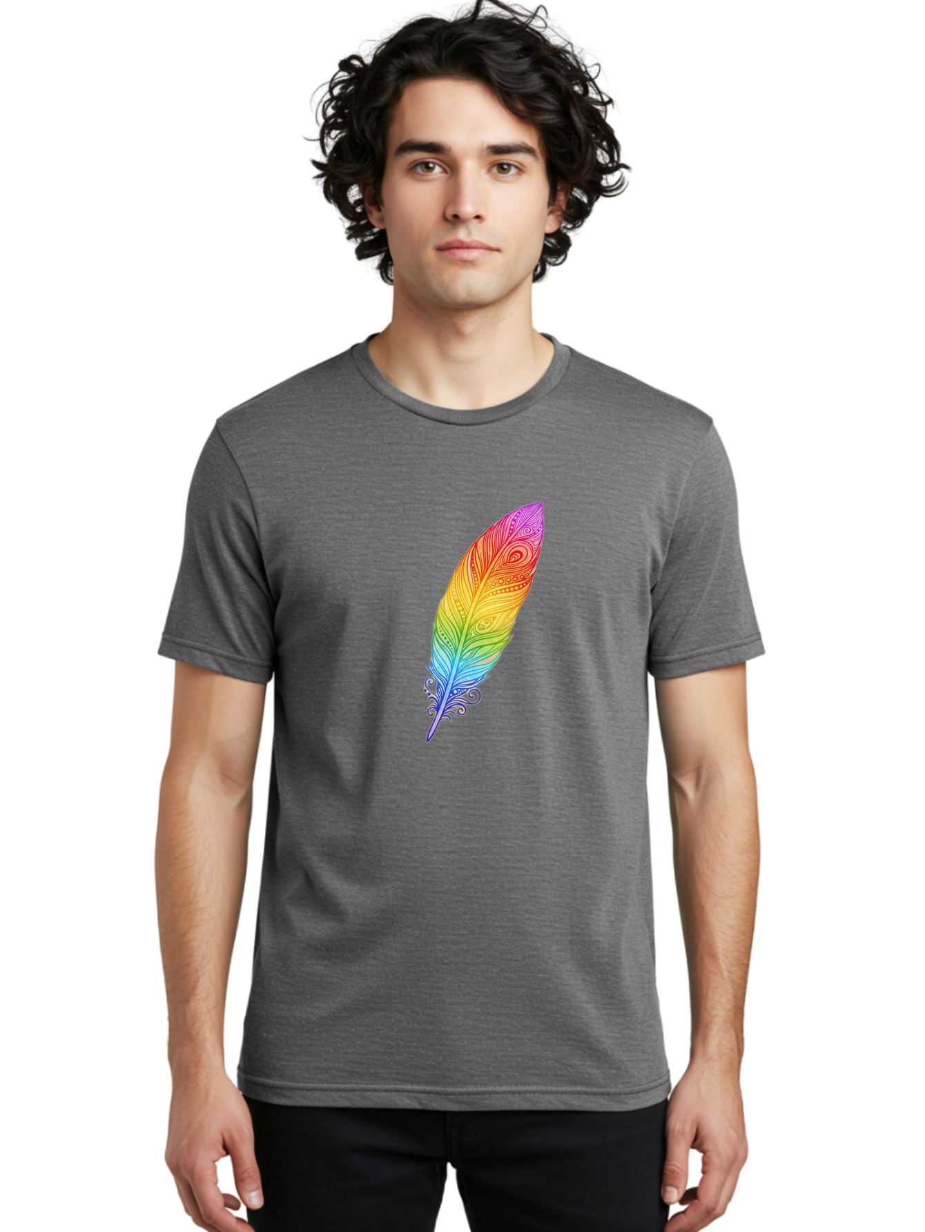 Rainbow-Feather-1 Men'S Graphic Tee, 100% Cotton, Comfortable Casual Summer Wear, Machine Washable, Vintage Camera, Old Camera, Antique Camera, Black Camera, Classic Photography, Photography Equipment, Nostalgic Device, Film Camera, Camera Art Baj217