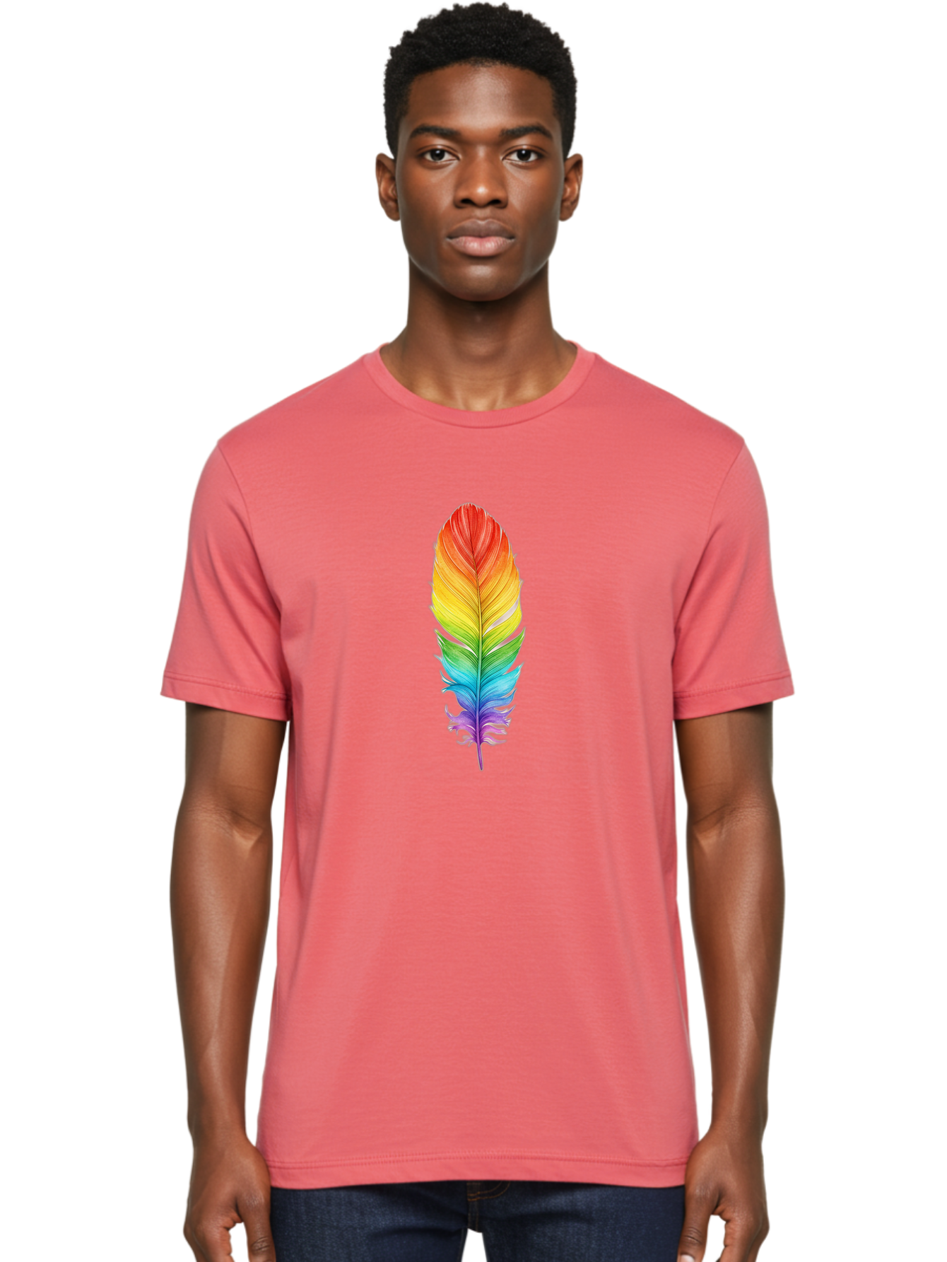 Rainbow-Feather-10 Men'S Graphic Tee, 100% Cotton, Comfortable Casual Summer Wear, Machine Washable, Vintage Camera, Old Camera, Antique Camera, Black Camera, Classic Photography, Photography Equipment, Nostalgic Device, Film Camera, Baj218