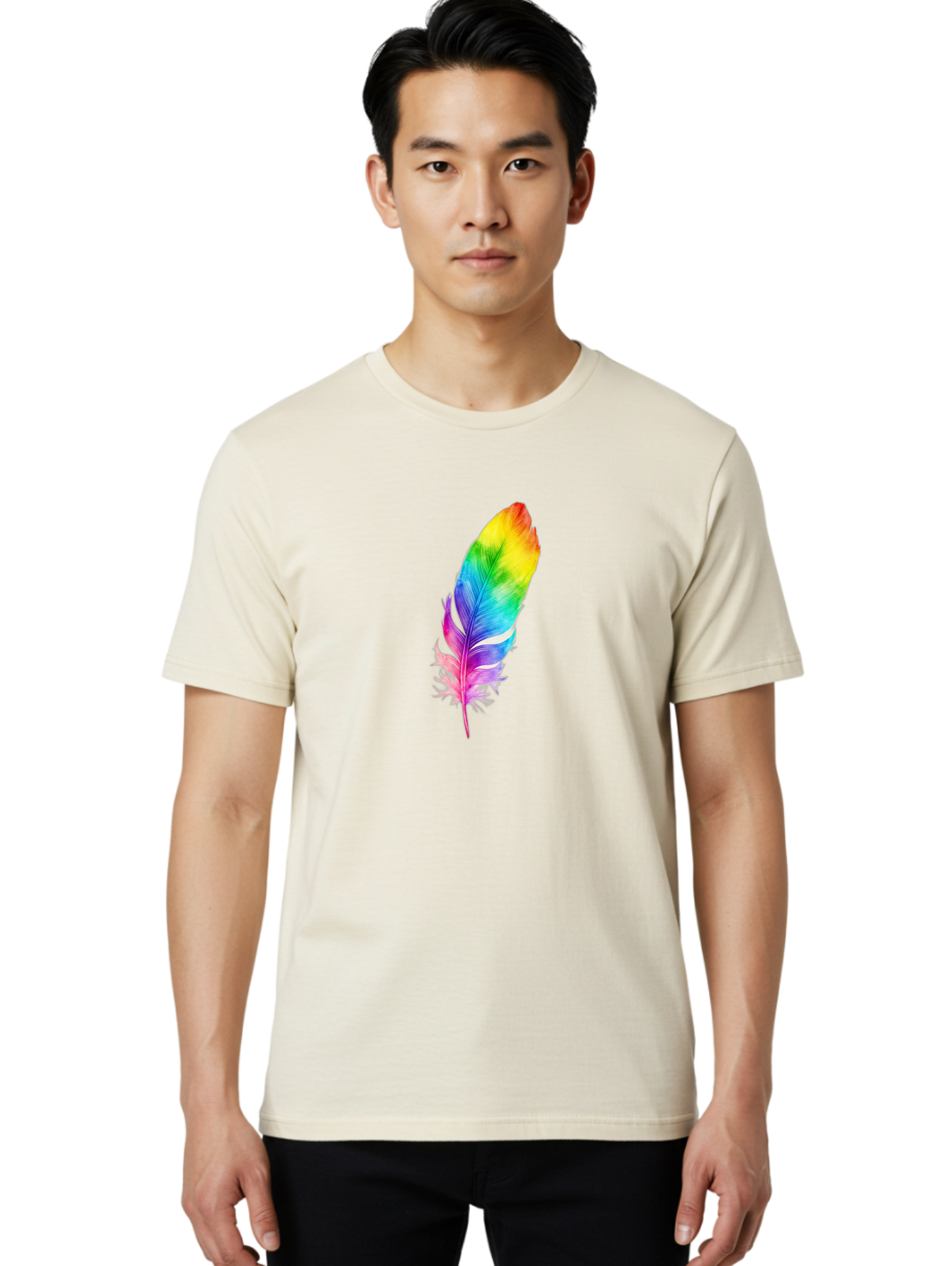 Rainbow-Feather-14 Men'S Graphic Tee, 100% Cotton, Comfortable Casual Summer Wear, Machine Washable, Vintage Camera, Old Camera, Antique Camera, Black Camera, Classic Photography, Photography Equipment, Nostalgic Device, Film Camera, Baj222