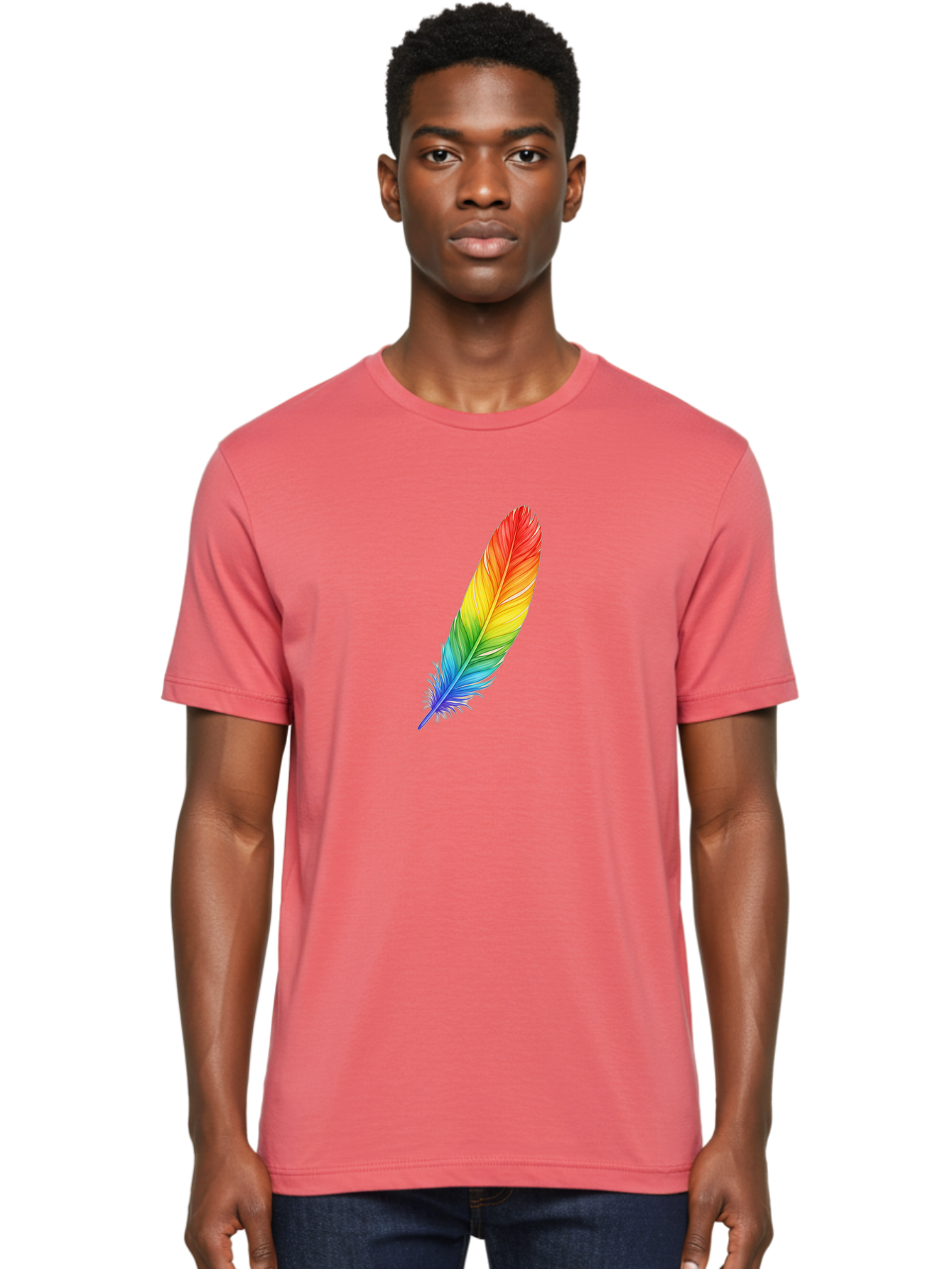 Rainbow-Feather-4 Men'S Graphic Tee, 100% Cotton, Comfortable Casual Summer Wear, Machine Washable, Vintage Camera, Old Camera, Antique Camera, Black Camera, Classic Photography, Photography Equipment, Nostalgic Device, Film Camera, Camera Art Baj227
