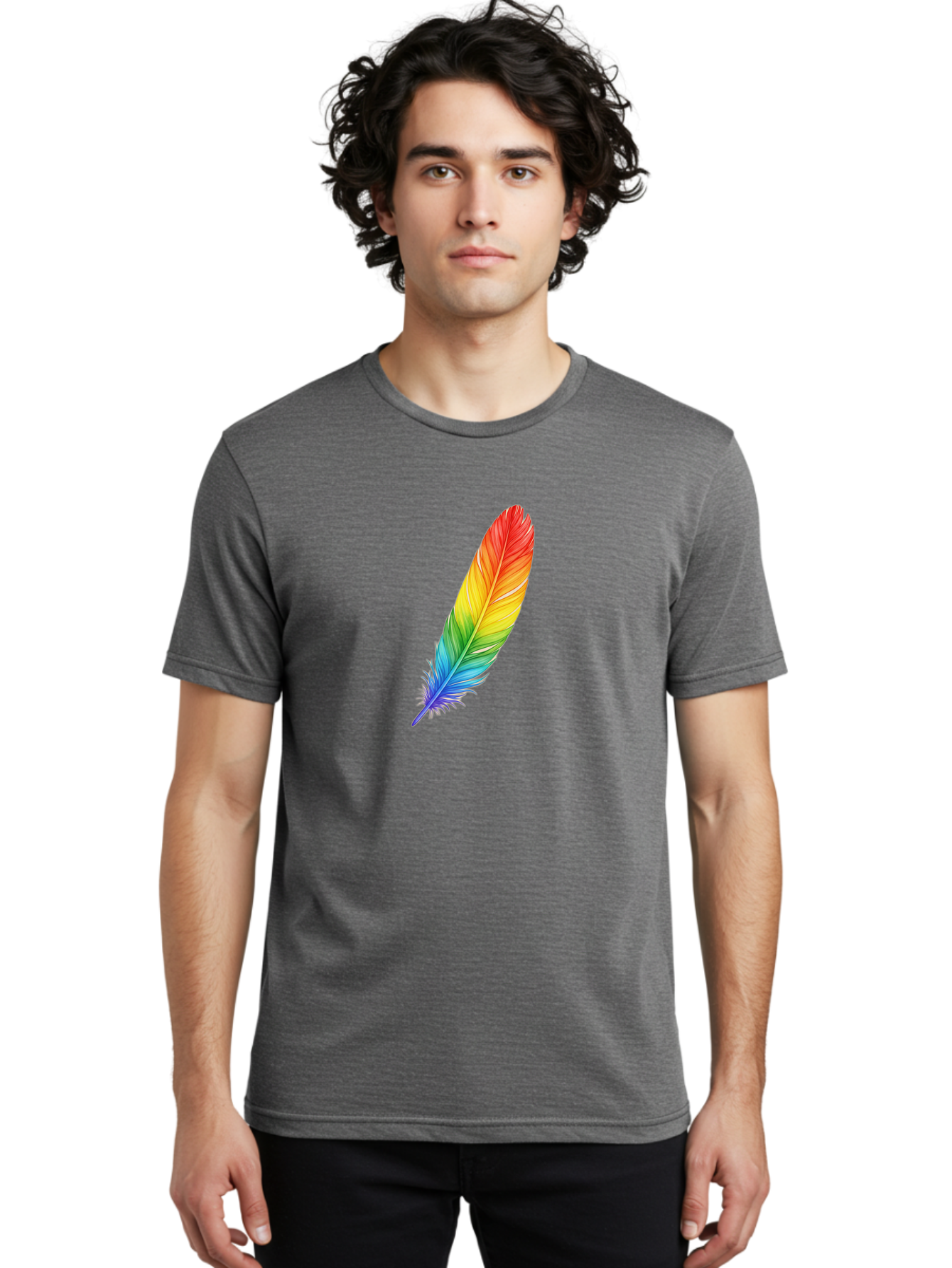 Rainbow-Feather-4 Men'S Graphic Tee, 100% Cotton, Comfortable Casual Summer Wear, Machine Washable, Vintage Camera, Old Camera, Antique Camera, Black Camera, Classic Photography, Photography Equipment, Nostalgic Device, Film Camera, Camera Art Baj227
