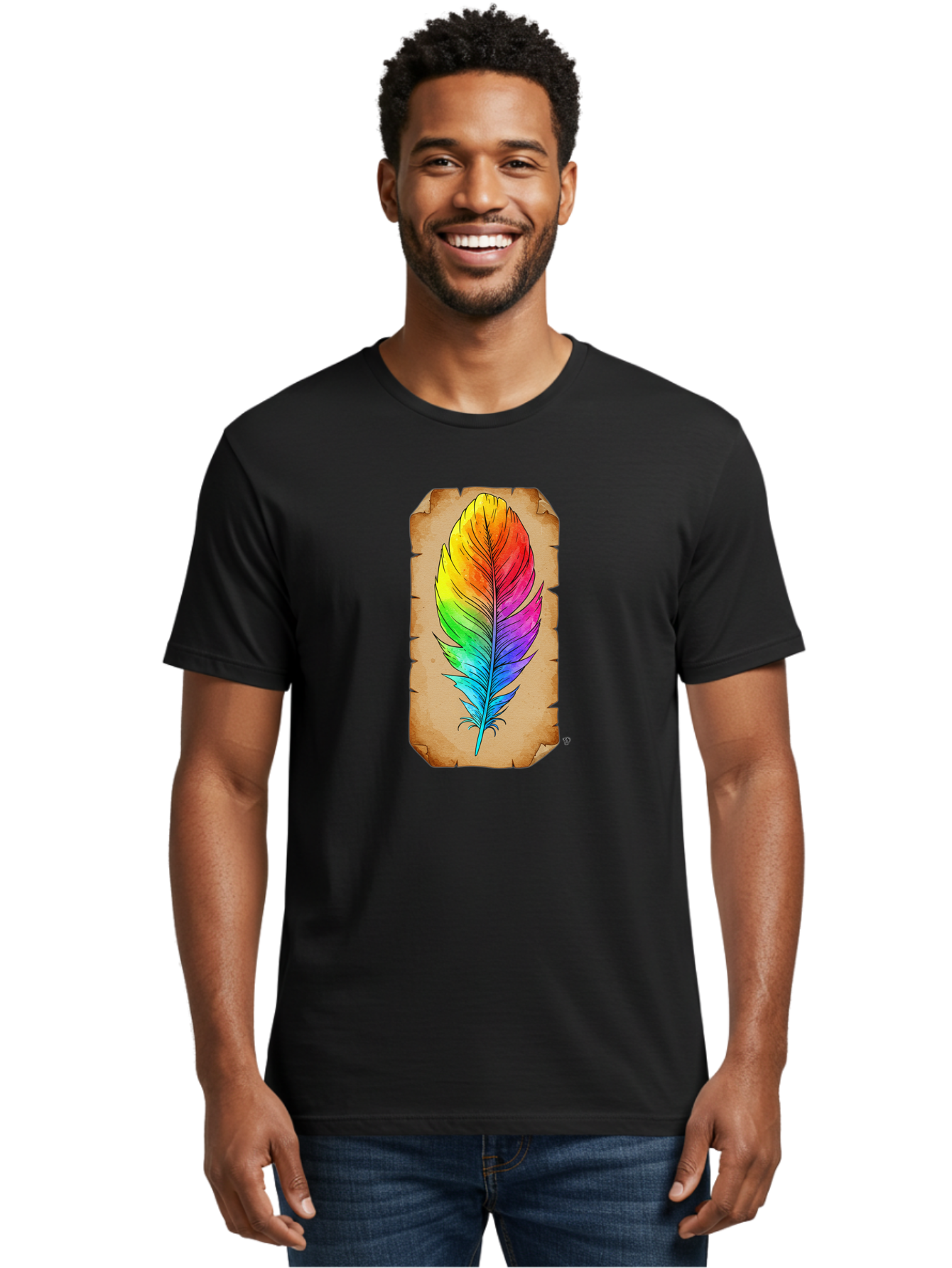 Rainbow-Feather-7 Men'S Graphic Tee, 100% Cotton, Comfortable Casual Summer Wear, Machine Washable, Vintage Camera, Old Camera, Antique Camera, Black Camera, Classic Photography, Photography Equipment, Nostalgic Device, Film Camera, Camera Art Baj230