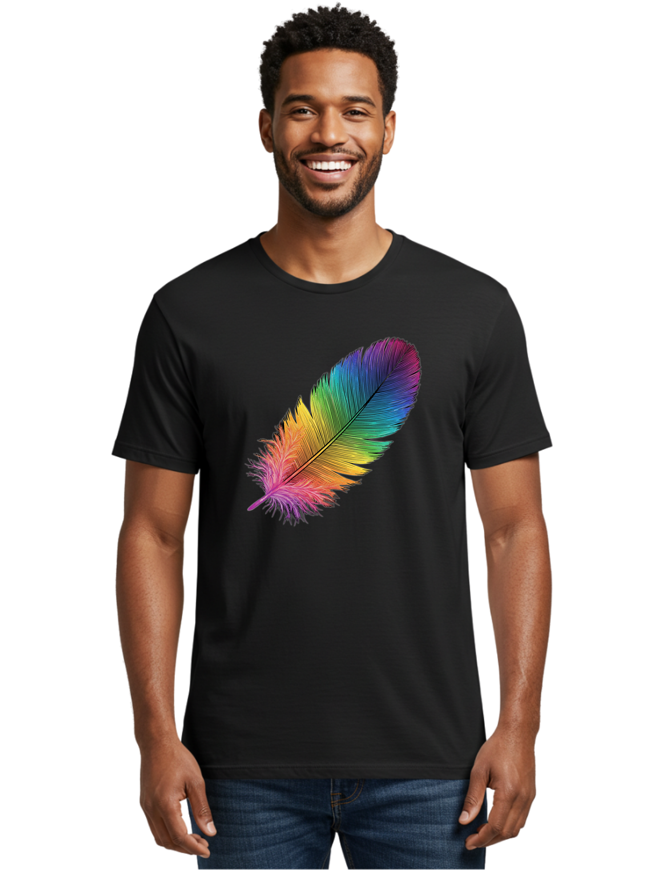 Rainbow-Feather-9 Men'S Graphic Tee, 100% Cotton, Comfortable Casual Summer Wear, Machine Washable, Vintage Camera, Old Camera, Antique Camera, Black Camera, Classic Photography, Photography Equipment, Nostalgic Device, Film Camera, Camera Art Baj232