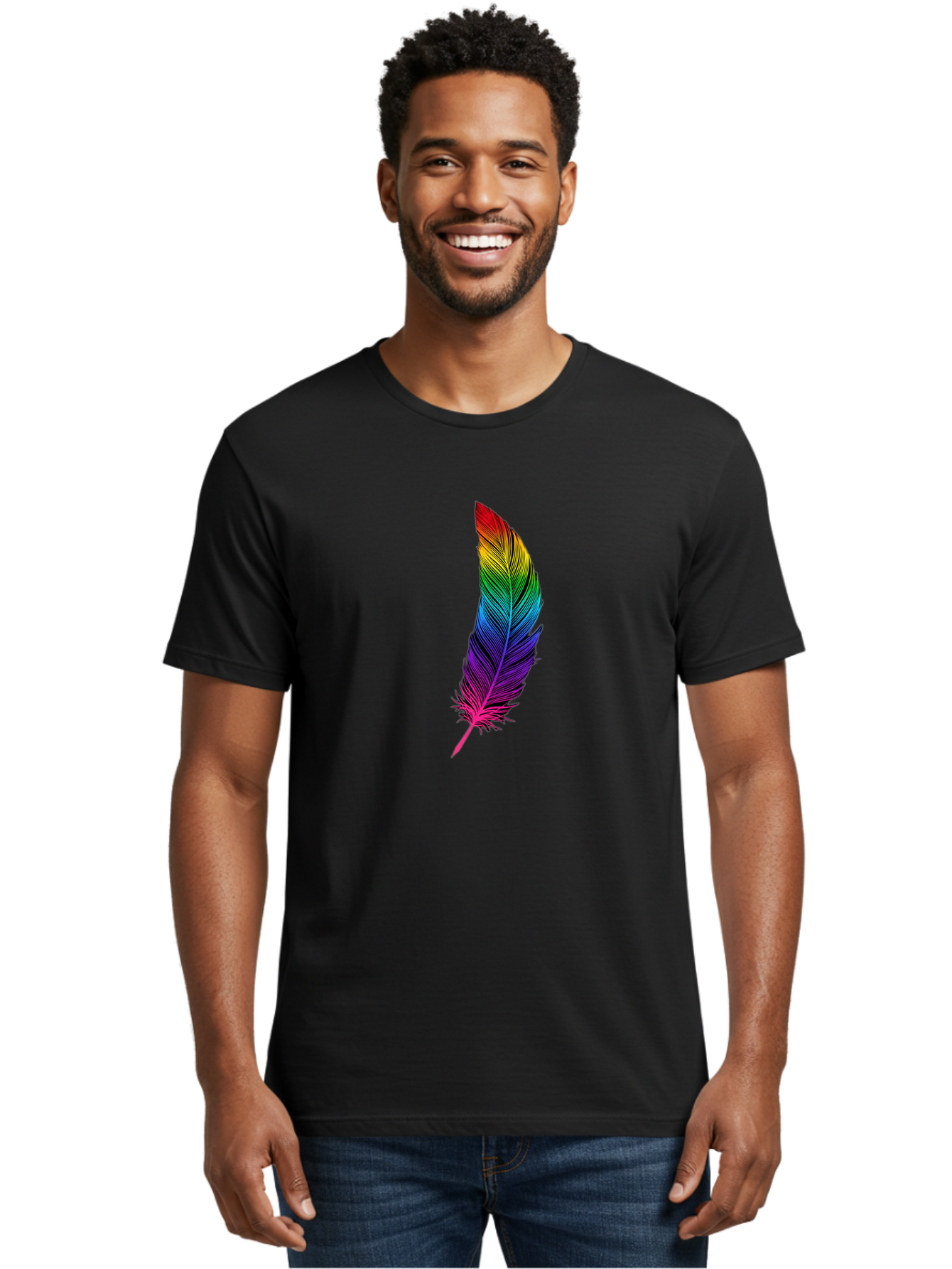 Rainbow-Feather Men'S Graphic Tee, 100% Cotton, Comfortable Casual Summer Wear, Machine Washable, Vintage Camera, Old Camera, Antique Camera, Black Camera, Classic Photography, Photography Equipment, Nostalgic Device, Film Camera, Camera Art Baj233