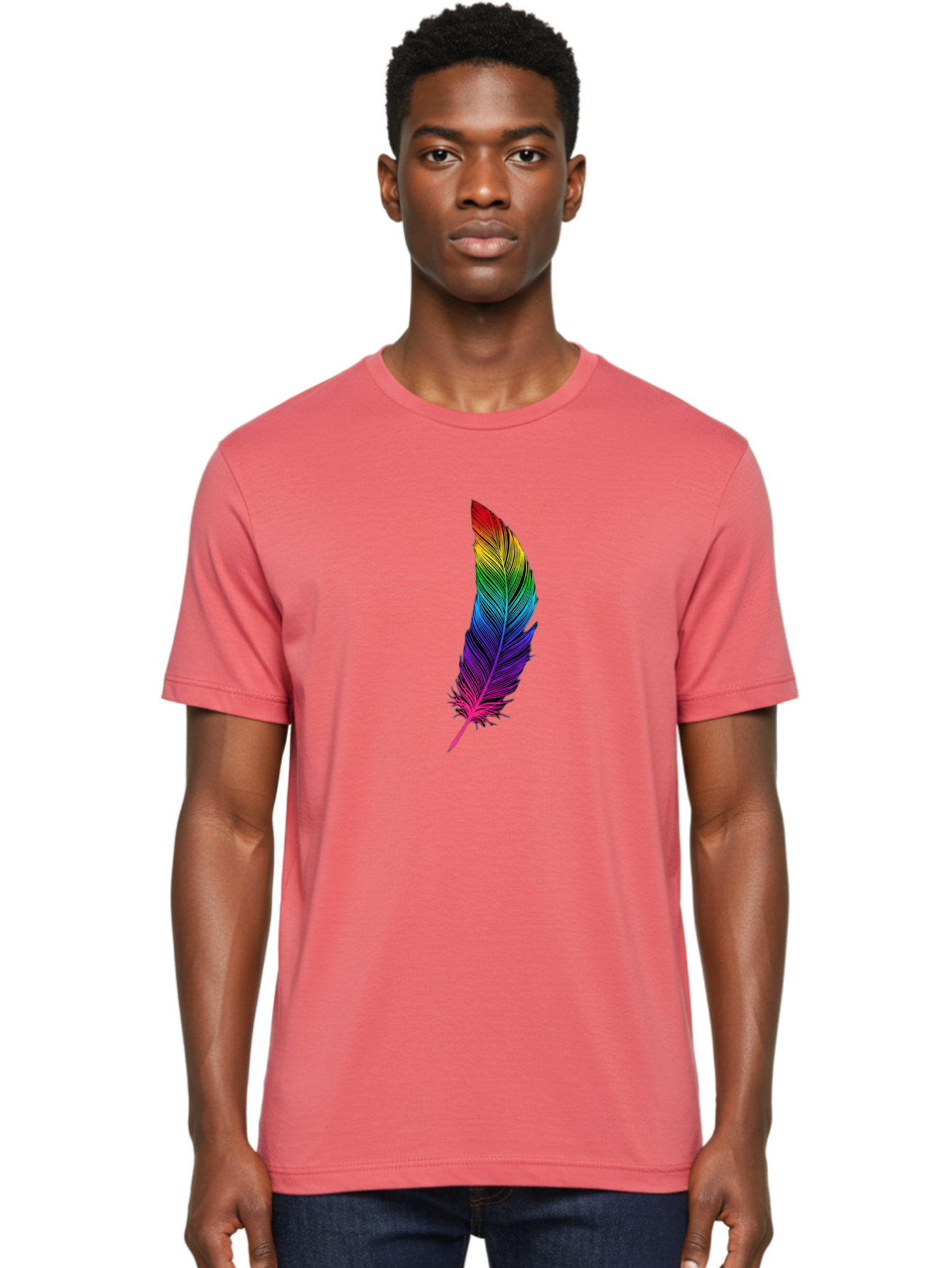 Rainbow-Feather Men'S Graphic Tee, 100% Cotton, Comfortable Casual Summer Wear, Machine Washable, Vintage Camera, Old Camera, Antique Camera, Black Camera, Classic Photography, Photography Equipment, Nostalgic Device, Film Camera, Camera Art Baj233