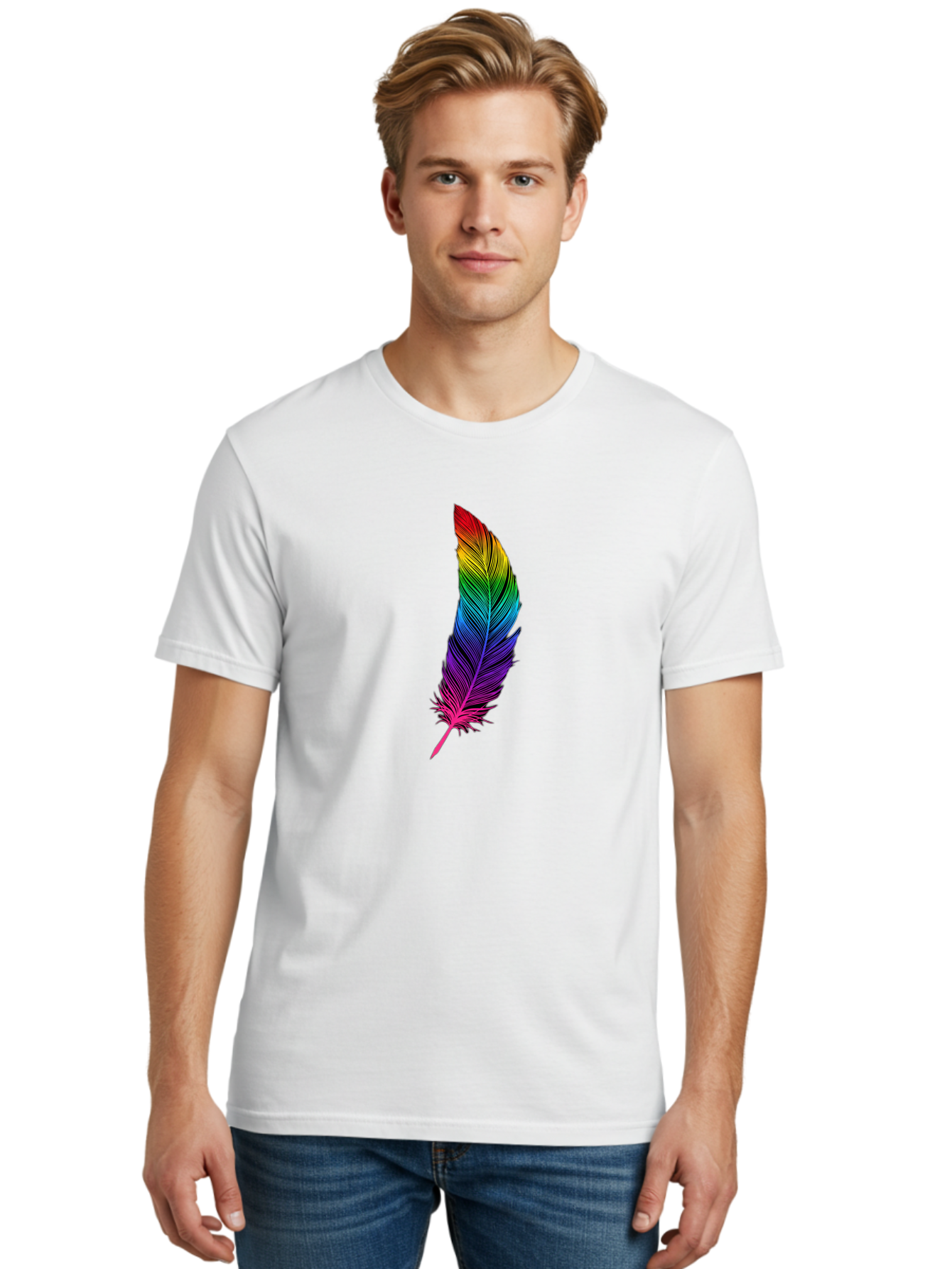 Rainbow-Feather Men'S Graphic Tee, 100% Cotton, Comfortable Casual Summer Wear, Machine Washable, Vintage Camera, Old Camera, Antique Camera, Black Camera, Classic Photography, Photography Equipment, Nostalgic Device, Film Camera, Camera Art Baj233