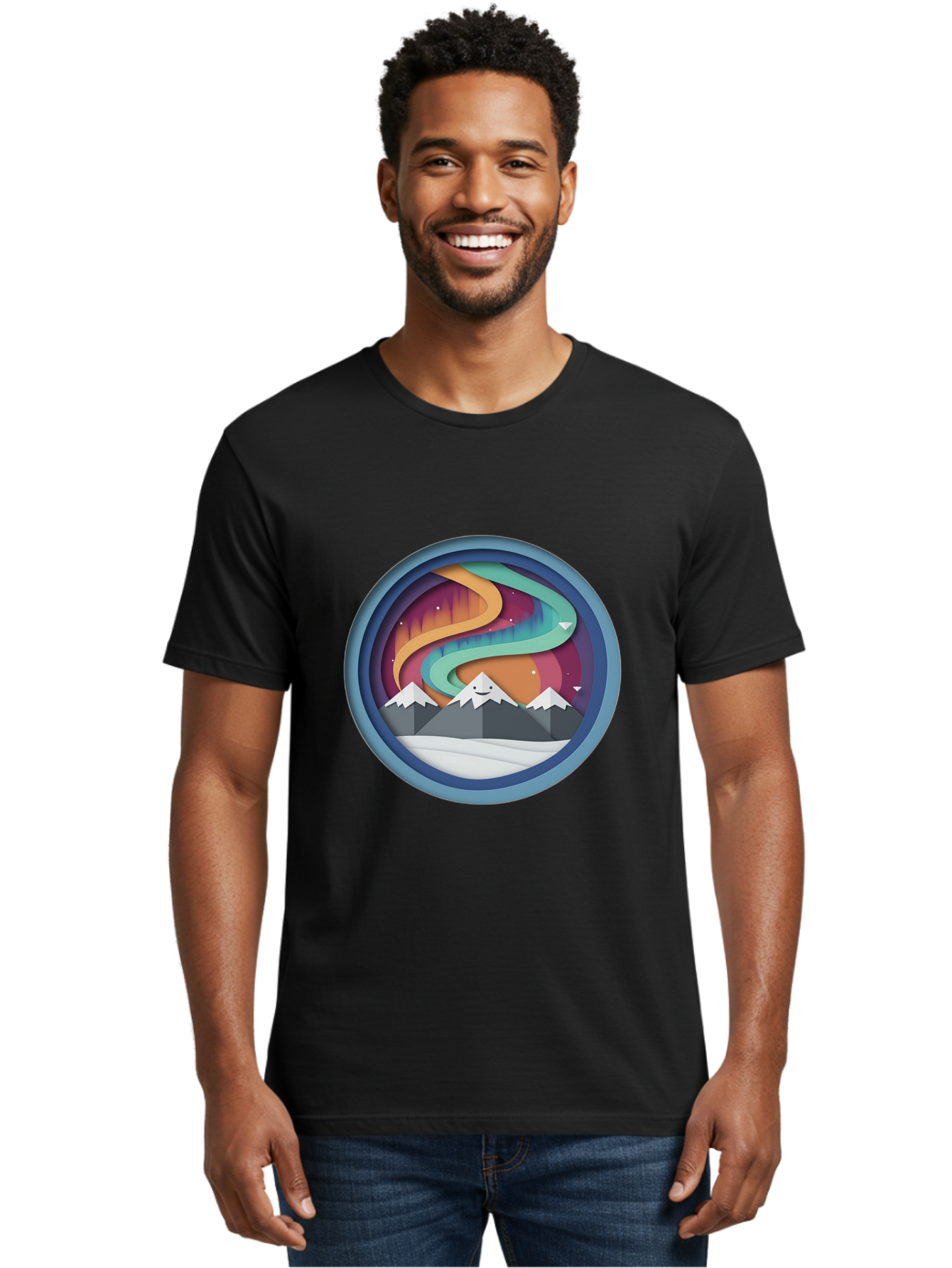 Stylized-Mountain-Landscape Men'S Graphic Tee, 100% Cotton, Comfortable Casual Summer Wear, Machine Washable, Vintage Camera, Old Camera, Antique Camera, Black Camera, Classic Photography, Photography Equipment, Nostalgic Device, Film Camera, Baj263