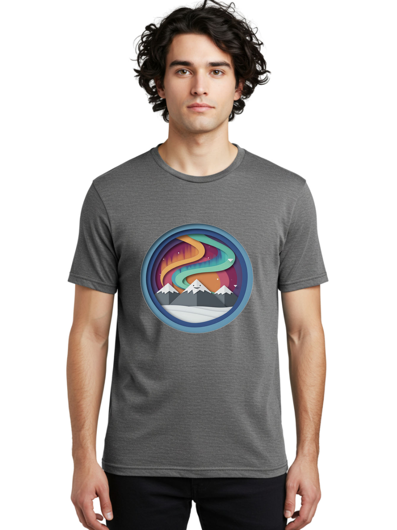 Stylized-Mountain-Landscape Men'S Graphic Tee, 100% Cotton, Comfortable Casual Summer Wear, Machine Washable, Vintage Camera, Old Camera, Antique Camera, Black Camera, Classic Photography, Photography Equipment, Nostalgic Device, Film Camera, Baj263