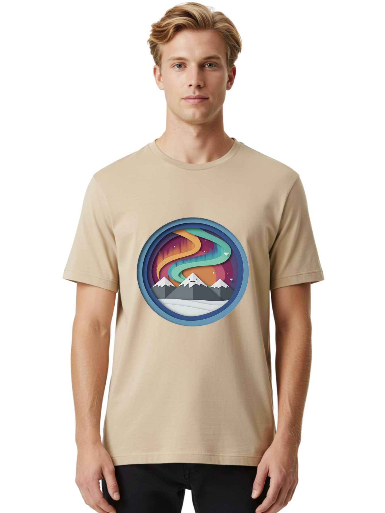 Stylized-Mountain-Landscape Men'S Graphic Tee, 100% Cotton, Comfortable Casual Summer Wear, Machine Washable, Vintage Camera, Old Camera, Antique Camera, Black Camera, Classic Photography, Photography Equipment, Nostalgic Device, Film Camera, Baj263