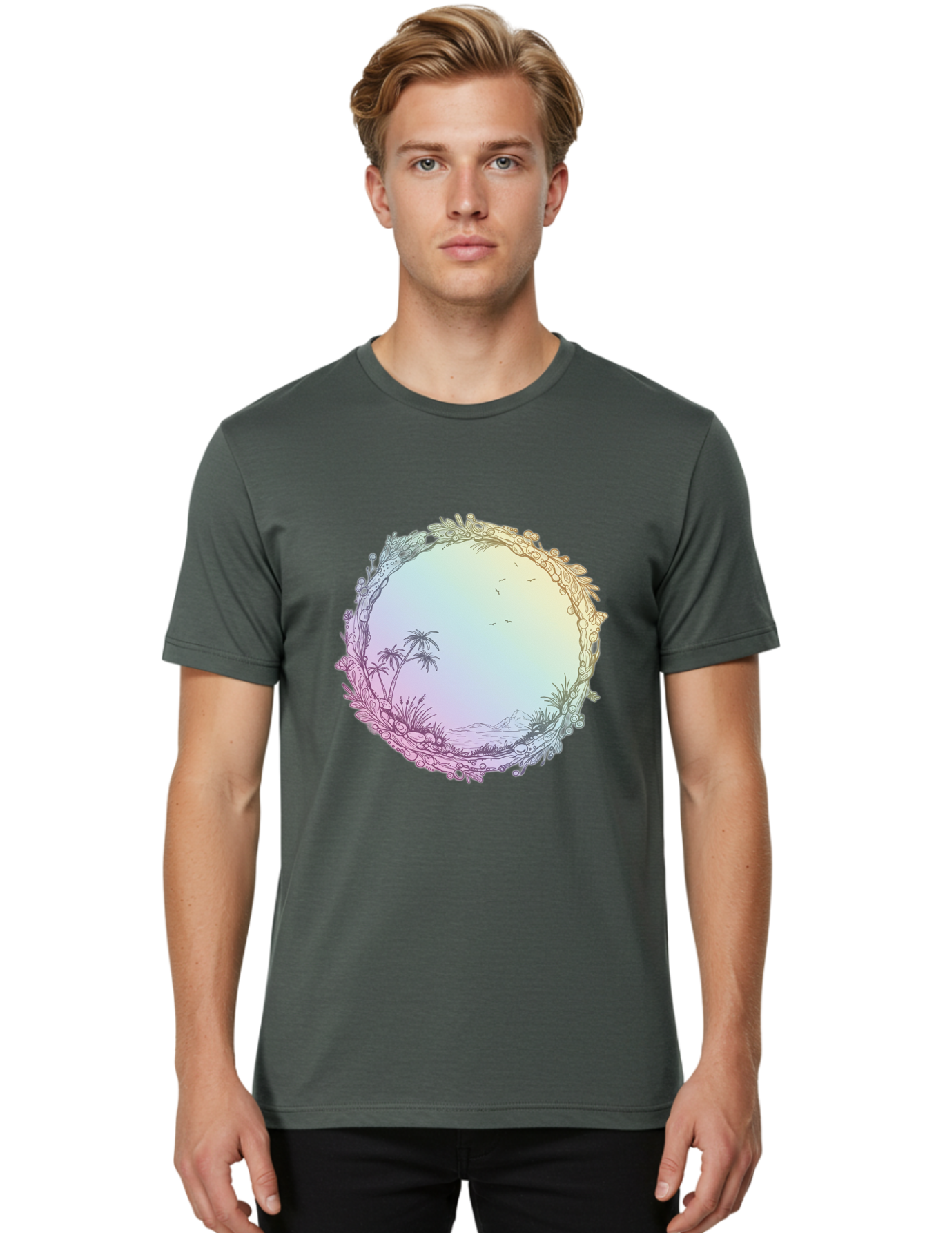 Tropical-Landscape Men'S Graphic Tee, 100% Cotton, Comfortable Casual Summer Wear, Machine Washable, Vintage Camera, Old Camera, Antique Camera, Black Camera, Classic Photography, Photography Equipment, Nostalgic Device, Film Camera, Baj280